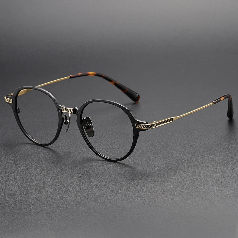 Stylish Unisex Black Titanium Eyeglasses - Oval & Round Full Rim Frames 55426 | Perfect for Work, Reading & Everyday Fashion