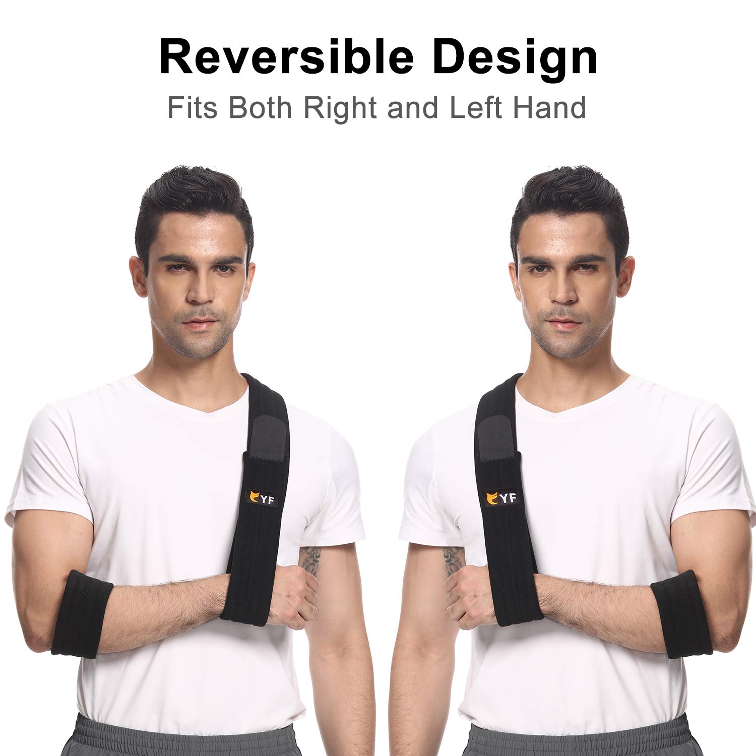 YF Arm Sling - Adjustable Shoulder Support for Rotator Cuff, Wrist & Elbow Injuries - Lightweight Comfortable Arm Immobilizer for Broken Bones & Fractures (Black) - Perfect for Sports Injuries, Post-Surgery Recovery & Daily Mobility Support