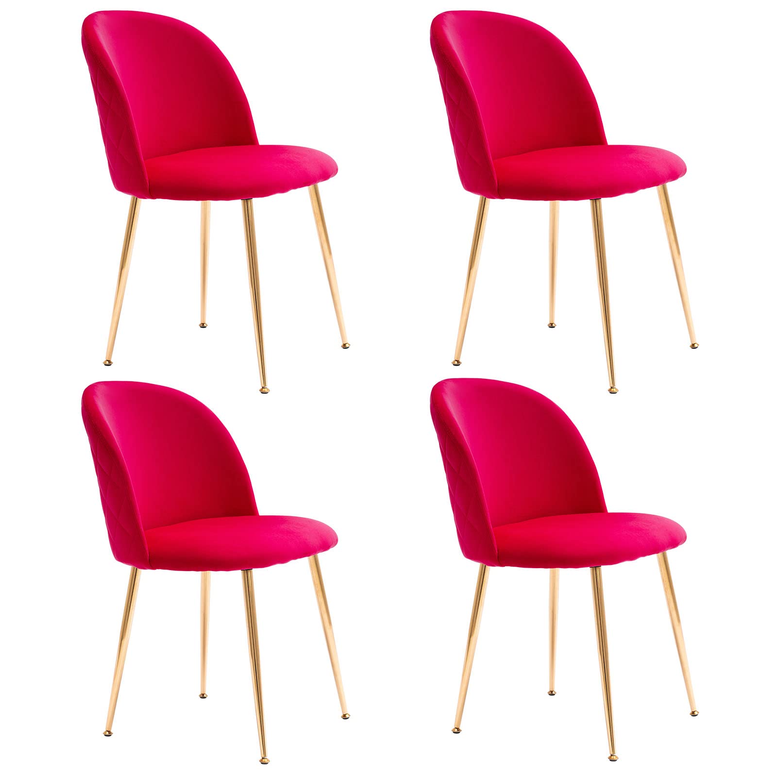ZSARTS Velvet Gold Dining Chairs Set of 4 - Mid Century Modern Upholstered Accent Chairs for Kitchen, Living Room, Dining Room & Studio - Rose Gold Luxury Seating for Home Decor & Entertaining