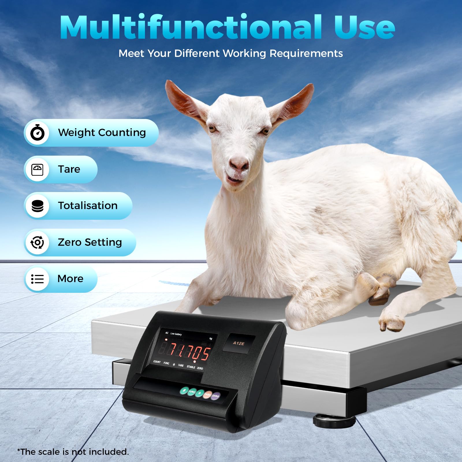 **High Precision Livestock Scale Kit - 4400 lb Capacity for Cattle, Pigs & Sheep | Heavy Duty Animal Weighing System with Junction Box | Ideal for Farms, Ranches & Veterinary Use**