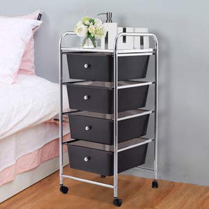 Happygrill 4-Drawer Rolling Storage Cart with Locking Wheels - Mobile Organizer for Home Office, Craft Supplies, Scrapbooking & Paper Storage - Perfect for Office Organization, Classroom & Craft Room