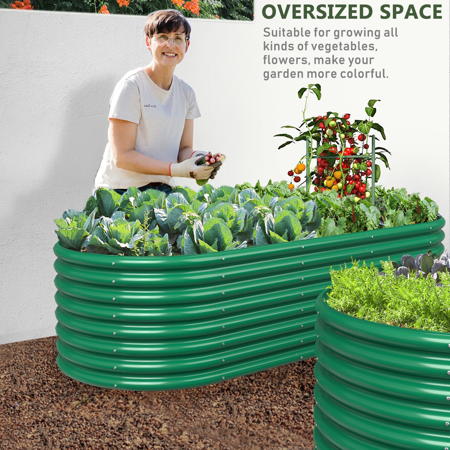 8FT x 3FT x 2FT Dark Green Raised Garden Bed - Outdoor Planter Box for Vegetables, Herbs & Flowers | Perfect for Backyard Gardening, Patio Decor & Urban Farming