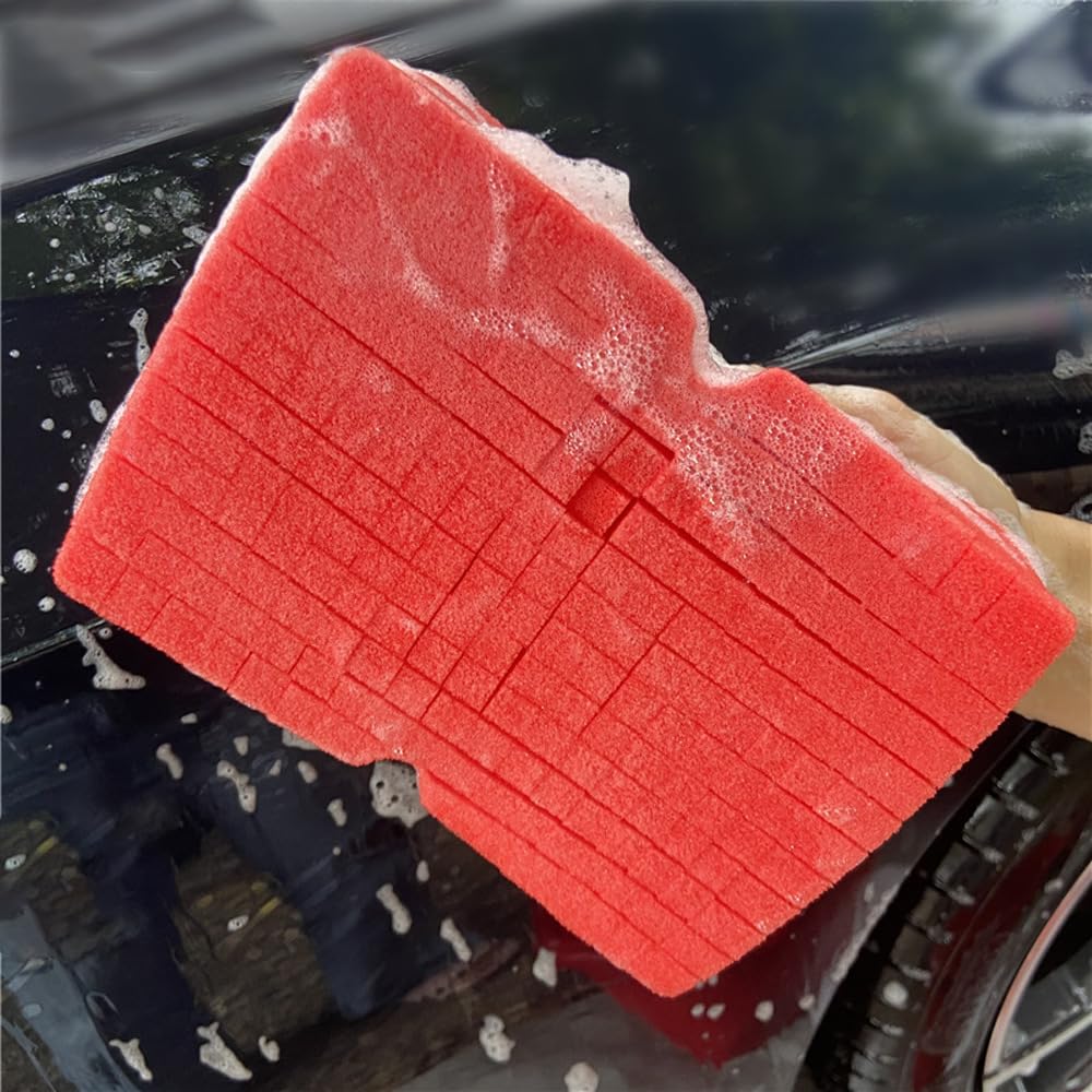 Big Red Sponge - Extra Large Car Wash Sponge for Professional Detailing | Premium Auto Cleaning Sponge for Rinseless & Traditional Car Wash Soap | Perfect for Home, Garage & Mobile Car Detailing