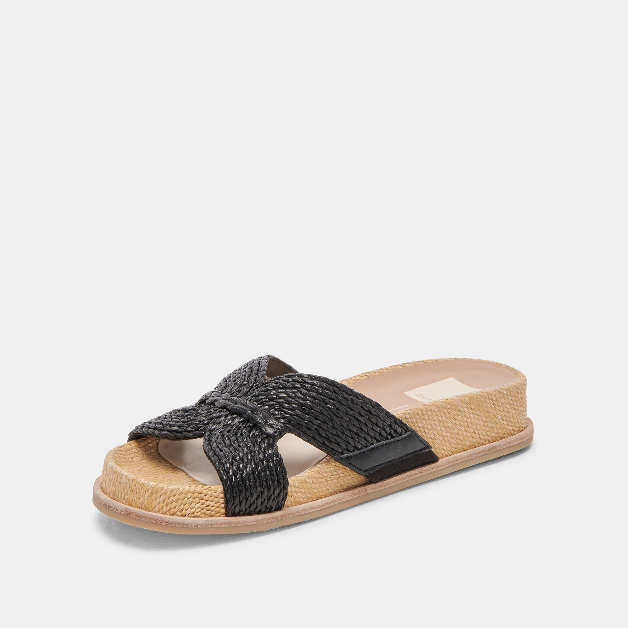 SELDA Wide Comfortable Sandals for Women - Onyx Raffia Summer Beach Slides | Perfect for Vacation, Poolside, and Casual Outings