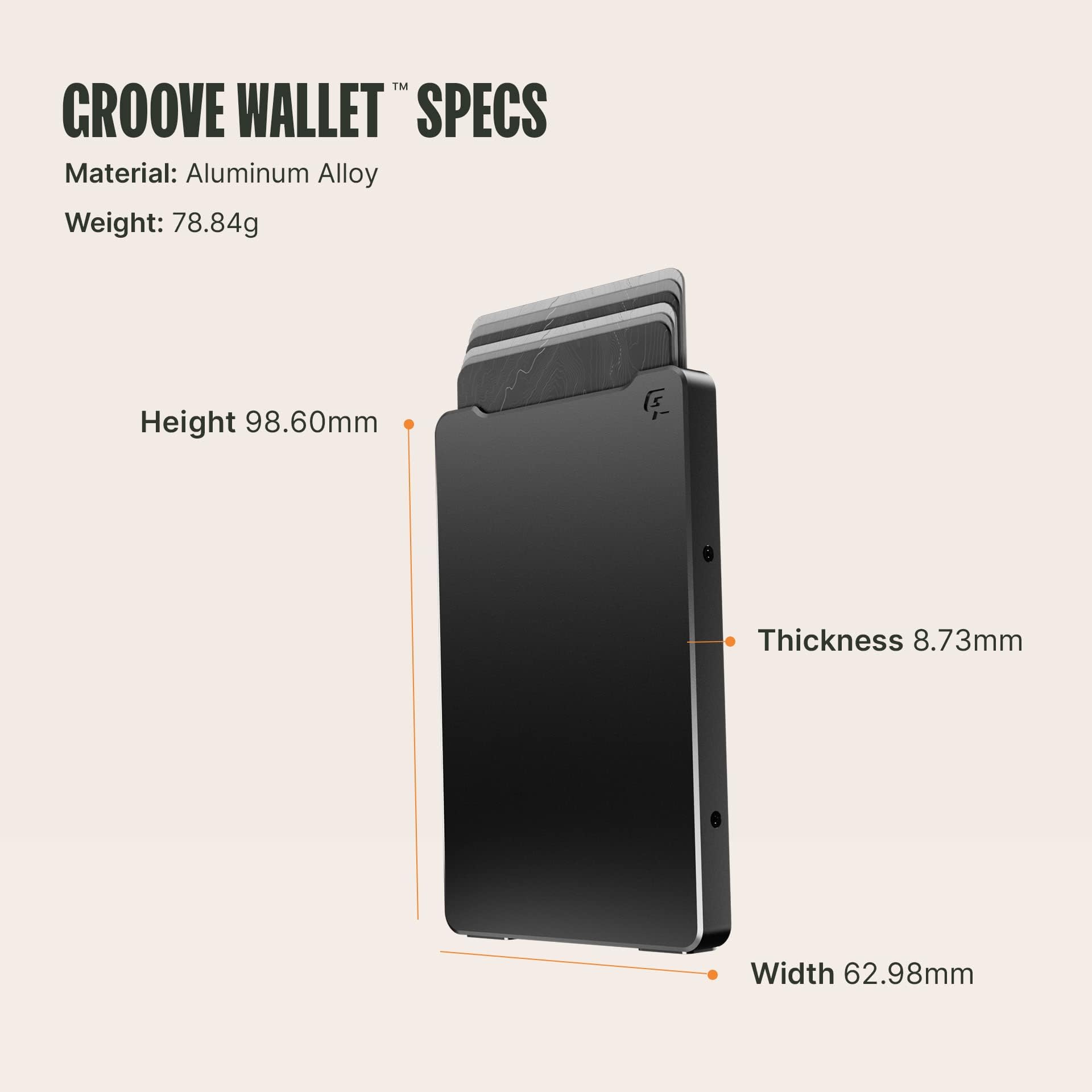 Groove Life Groove Wallet - Midnight Black Slim RFID Blocking Credit Card Holder with Money Clip & Magnetic Thumb Swipe | Minimalist Aluminum Wallet for Men | Perfect for Everyday Carry, Travel & Business Use