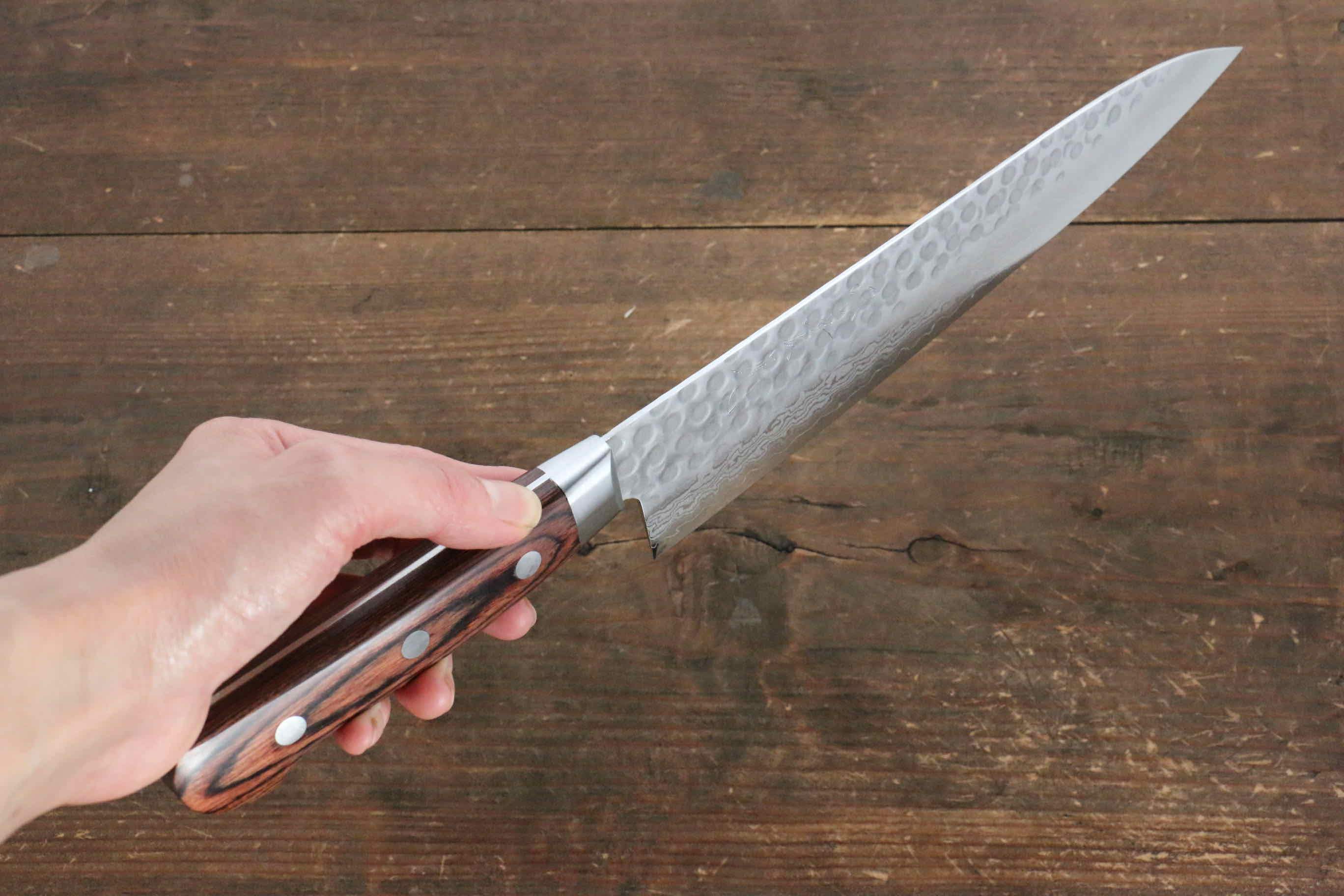 Premium Jikko VG10 17-Layer Gyuto Chef Knife 210mm - Japanese Damascus Steel with Mahogany Handle - Perfect for Sushi, Meat Cutting & Professional Kitchen Use