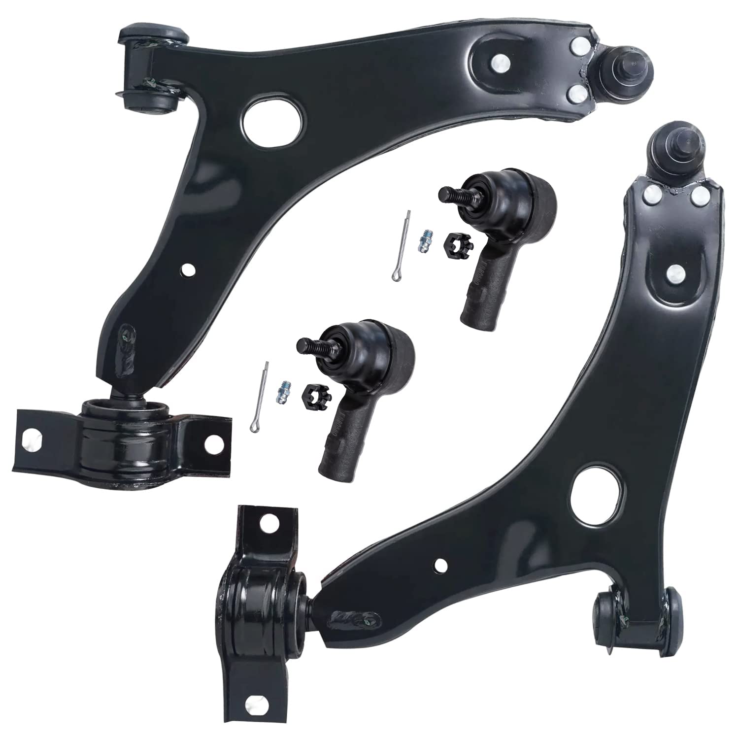 Detroit Axle - 4pc Front End Control Arms Kit for Ford Focus 2006-2007 | 2 Lower Control Arms with Ball Joint & 2 Outer Tie Rod Ends | Replacement Suspension Parts for Smoother Ride & Better Handling