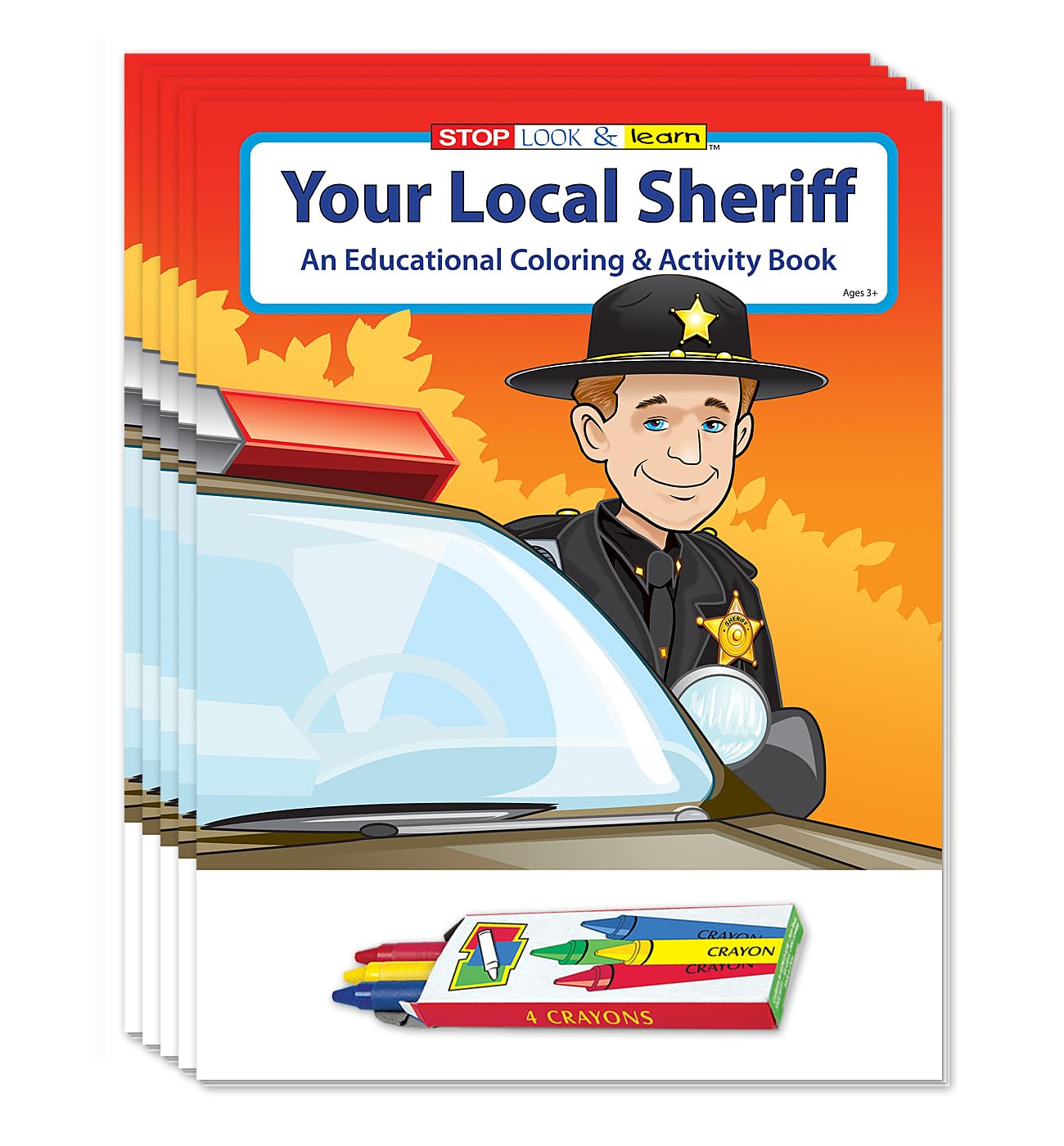 ZOCO Sheriff Kids Educational Coloring Books - 25 Pack Bulk with Crayons | Police Community Activities, Crime Prevention Handouts | Fun Games & Puzzles for Children | Perfect for Classroom Learning & Community Events