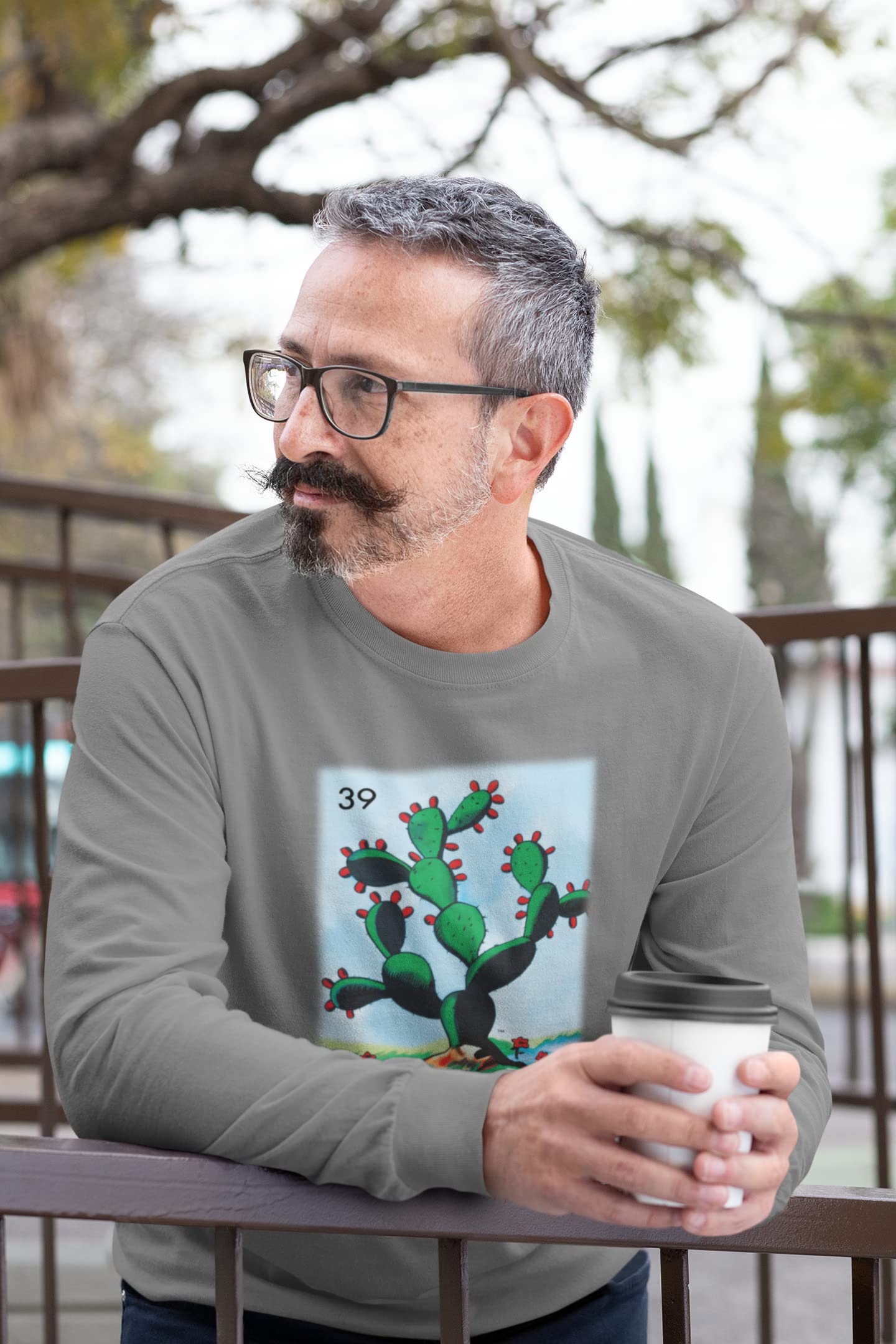 Pop Threads El Nopal Cactus Loteria Card Mexican Graphic T-Shirt for Men - Vintage Latina Style Cotton Tee for Casual Wear, Street Fashion & Hispanic Heritage Celebrations
