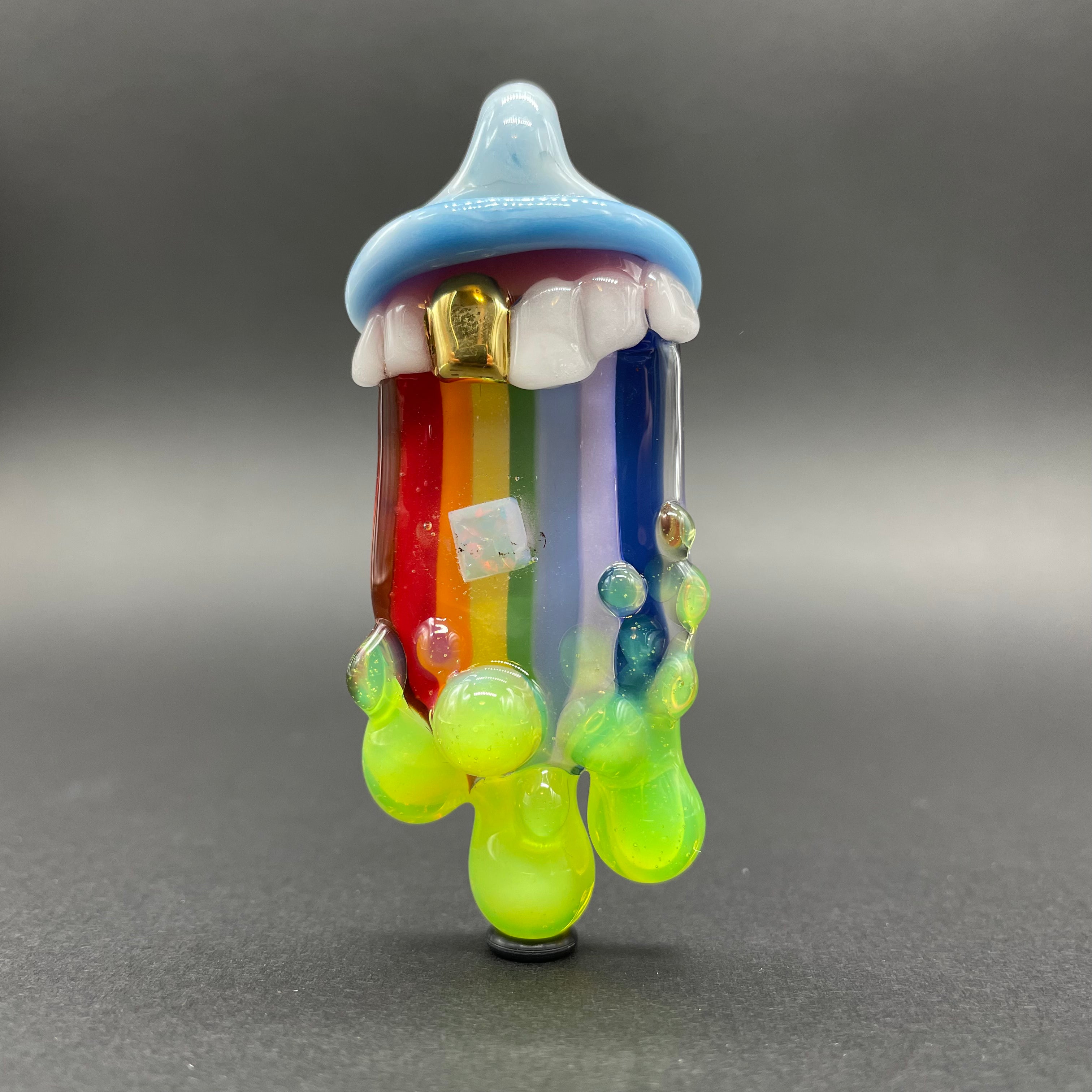 Rainbow Opal Glass Tongue Pendant - Stunning Bohemian Jewelry for Women, Perfect for Festivals, Parties & Unique Gift Giving