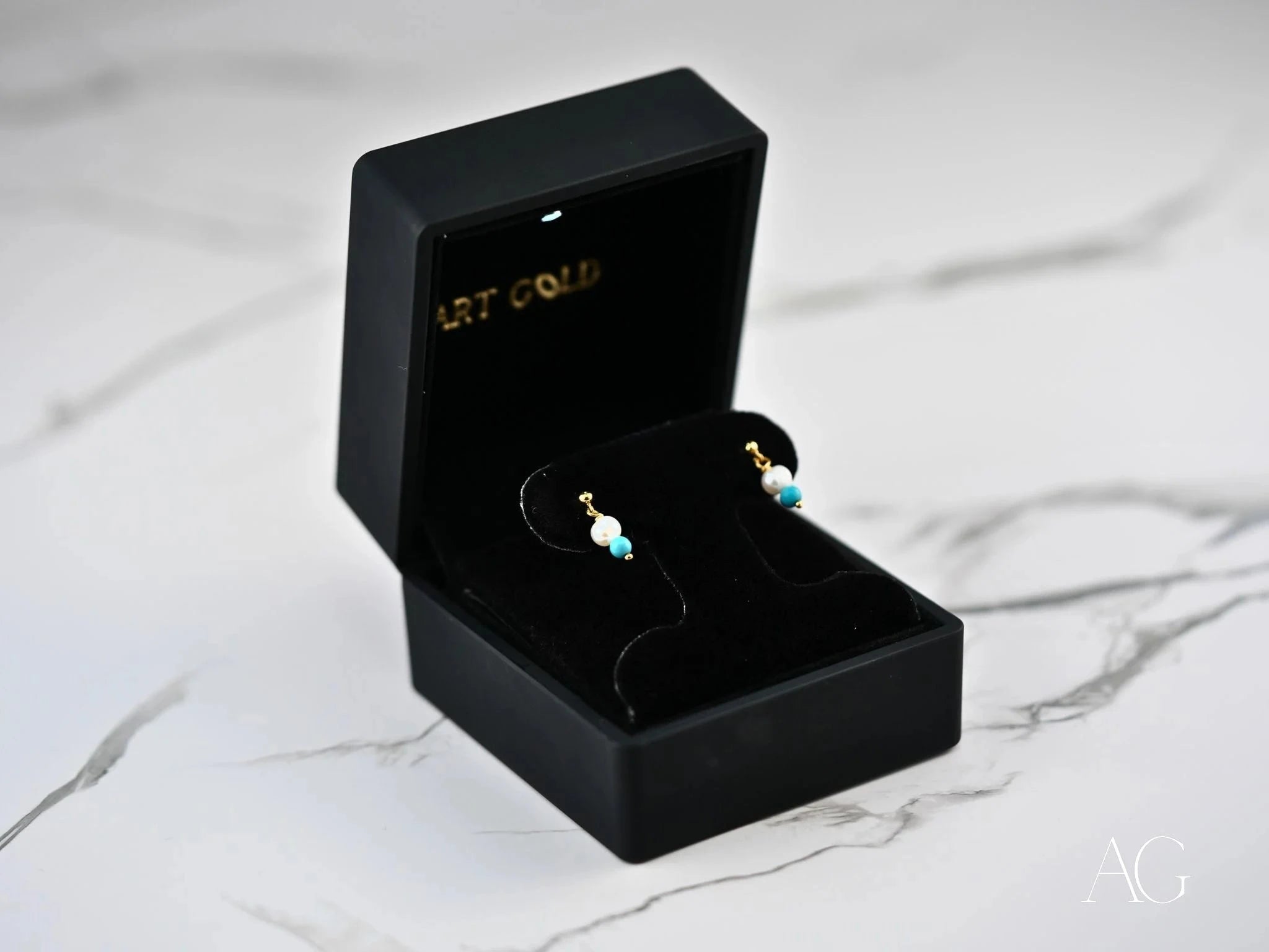 18k Gold Pearl and Turquoise Earrings - Elegant Dangle Jewelry for Women | Perfect for Weddings, Parties & Special Occasions