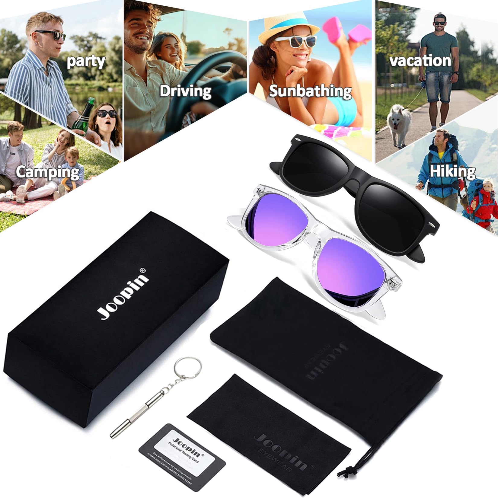 Joopin Square Polarized Sunglasses for Men & Women - UV Protection, Trendy Designer Shades for Outdoor, Driving & Fashion