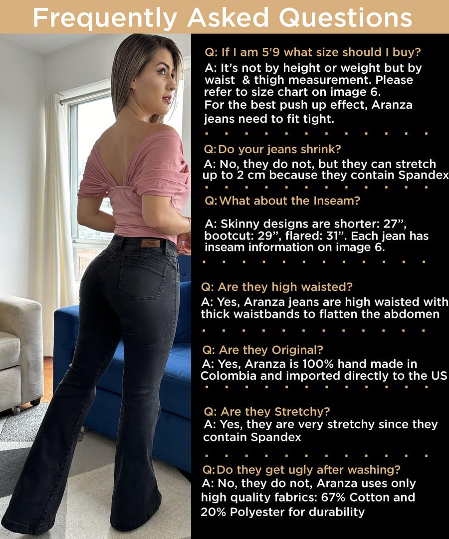 Colombian Butt Lifting Jeans for Women - Boot Cut Denim Pants with Sculpting Fit | Blue Jeans for Curvy Figures | Perfect for Night Out, Date Night & Body Confidence
