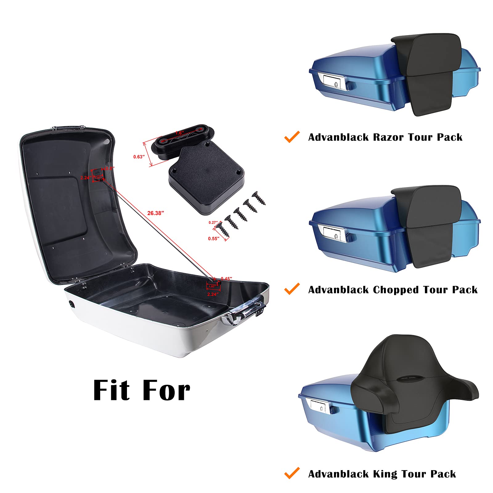 **Advanblack Retractable Cable for Harley Tour Pack Lid - US Stock, Fits 2014+ King/Chopped/Razor Touring Luggage - Secure & Convenient Travel Accessory for Motorcycle Riders**    *(Use Case: Perfect for Harley-Davidson riders looking for a secure and easy-to-use retractable tether to keep their tour pack lid safe during long rides or travel adventures.)*