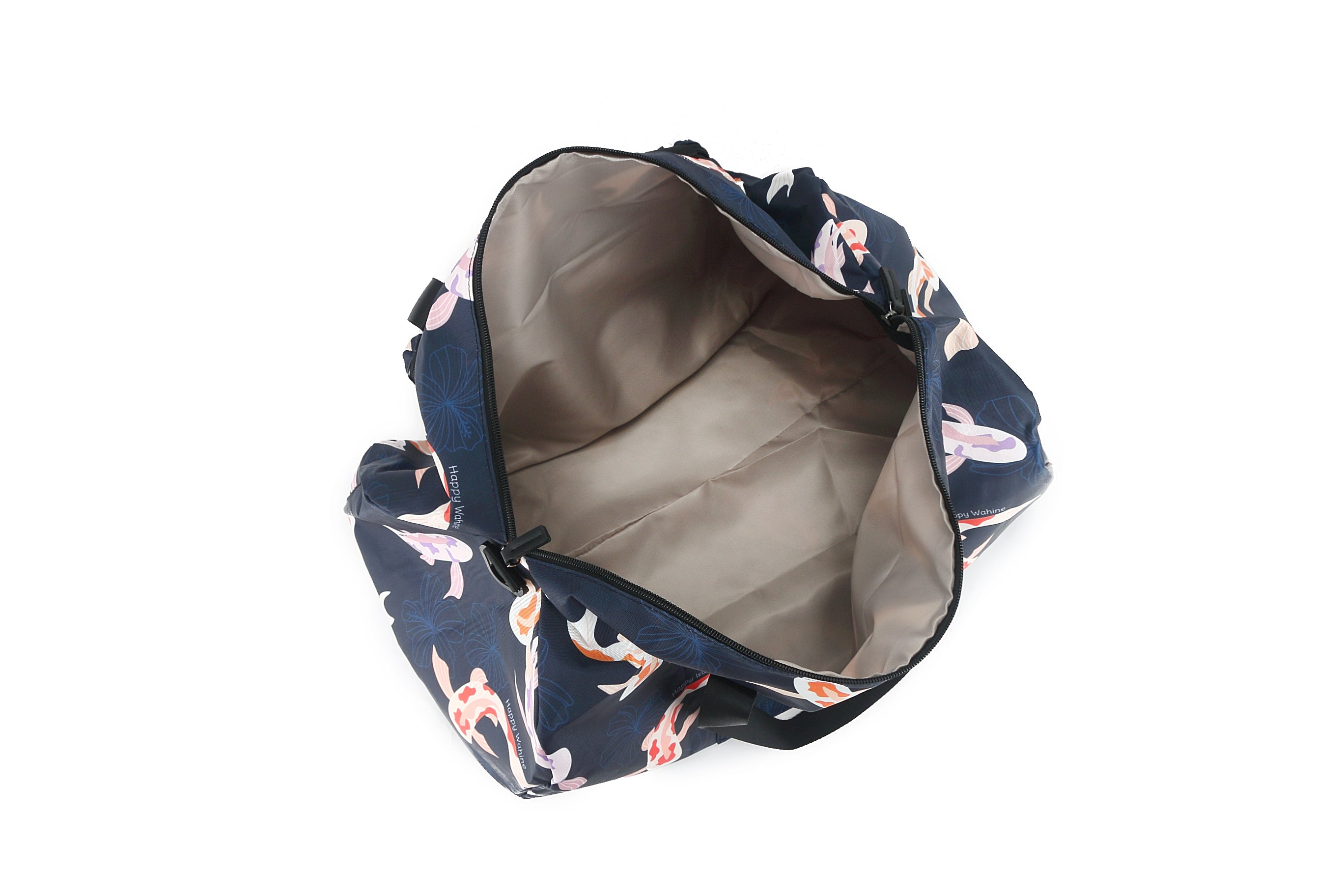 Stephanie Koi Navy Duffle Bag - Waterproof Travel Duffel for Gym, Sports & Weekend Getaways