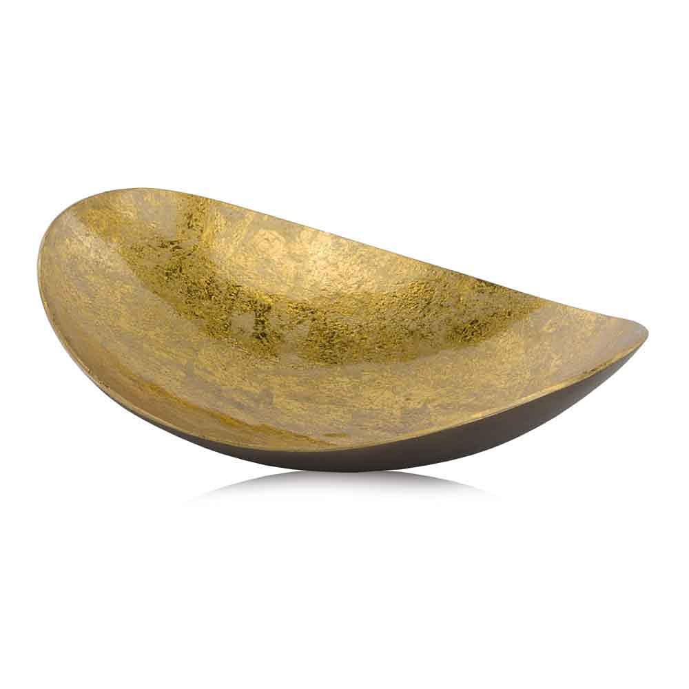 Modern Day Accents 4404 Metallic Oblong Tray in Bronze & Gold - Elegant Home & Office Decor, Kitchen Countertop Organizer, Stylish Fruit Bowl, 14