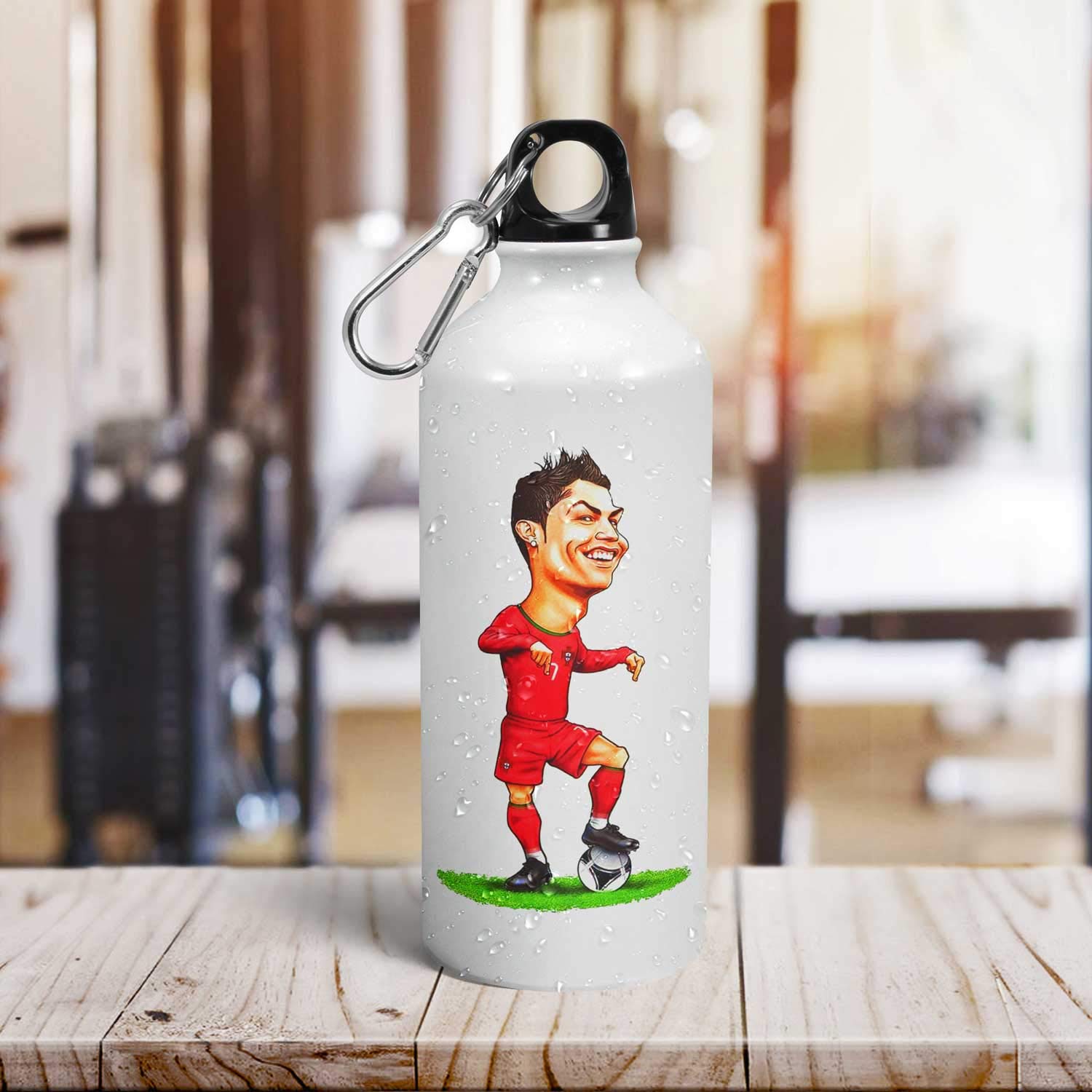 Tee Mafia® Cristiano Ronaldo Caricature Sports Water Bottle - 600ml Insulated Sipper Bottle for Football Fans, Gym & Outdoor Activities | Leakproof, BPA-Free, Multicolor Design