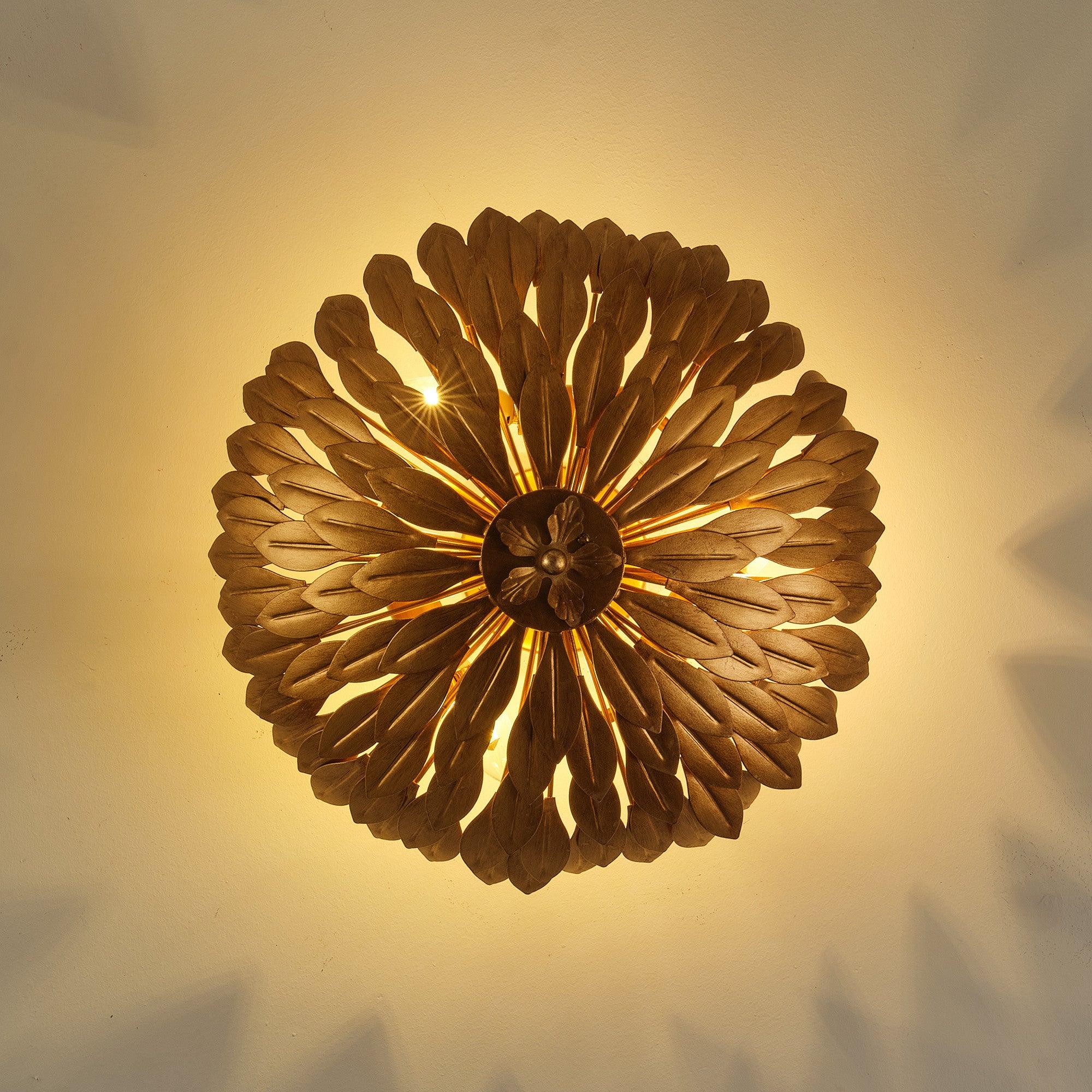 16 Inch 3-Light Farmhouse Golden Semi-Flush Mount Ceiling Light Fixture - Perfect for Kitchen, Dining Room, and Bedroom Lighting