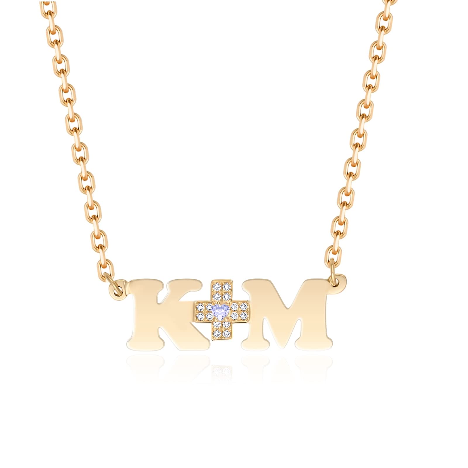 Personalized Name Necklace - 925 Sterling Silver Custom Initial Pendant with Natural Diamond & Birthstone | Crown & Heart Design in Yellow, White, Rose Gold | Dainty Jewelry for Women | Perfect Christmas, Birthday, Anniversary, Valentine's, Graduation, Mother's Day Gift for Her, Wife, Girlfriend, Mom, Sister | Everyday Wear, Date Night, Special Occasions