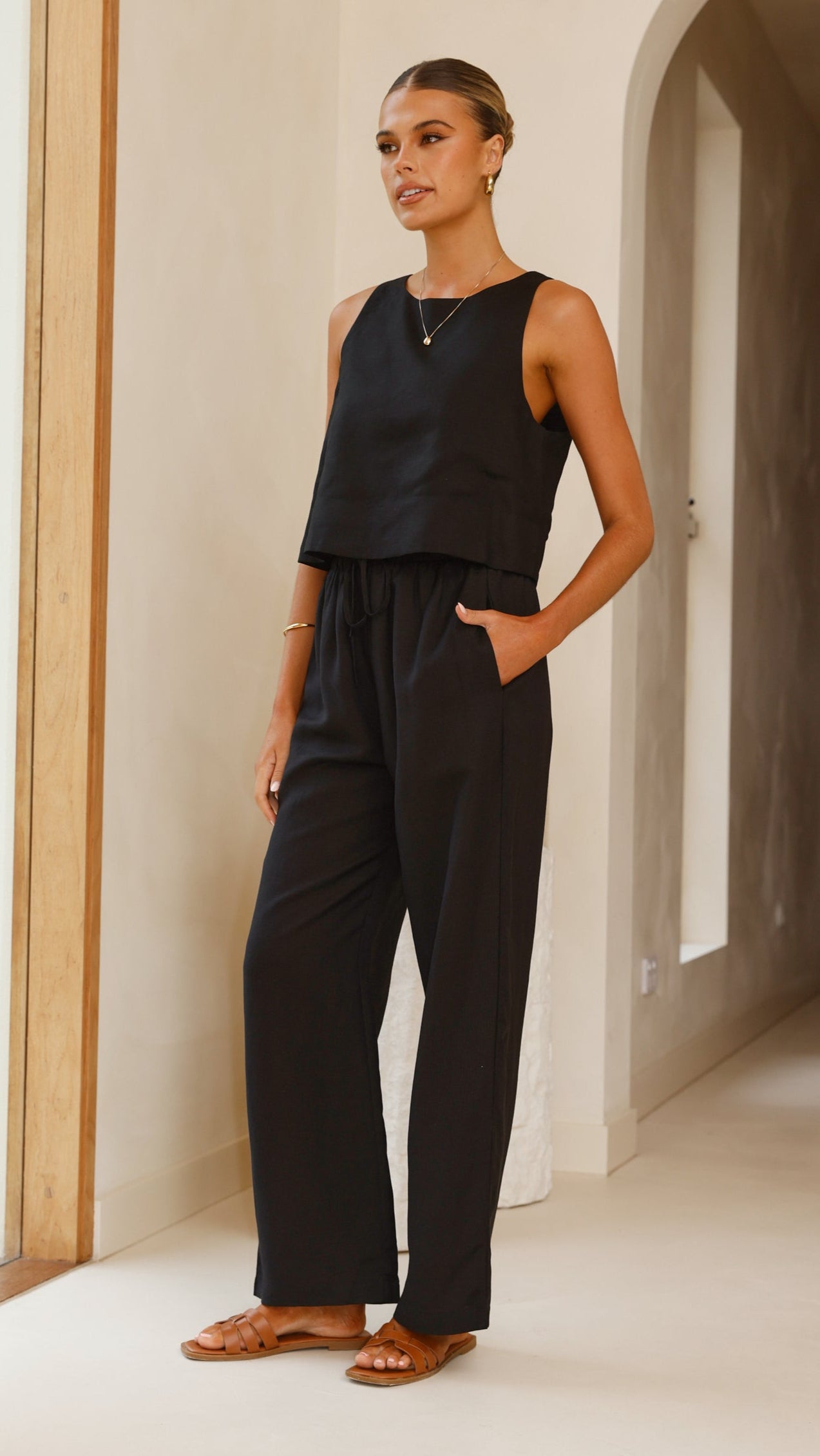 Lumina Linen Top for Women - Soft Breathable Black Blouse for Summer | Casual Office Wear & Vacation Outfits