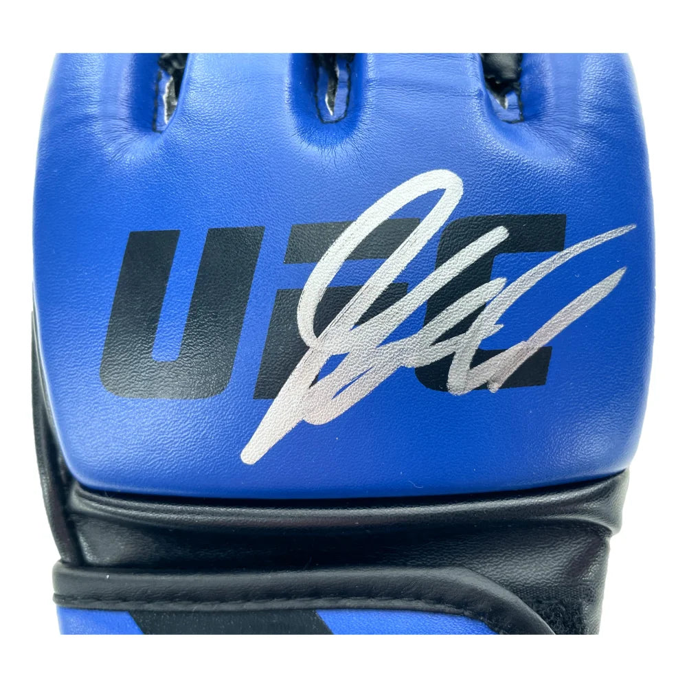 Georges St-Pierre Autographed UFC Blue Gloves - Hand Signed by GSP with JSA COA - Collectible MMA Memorabilia for UFC Fans & Sports Collectors - Perfect for Display in Man Cave or Sports Room
