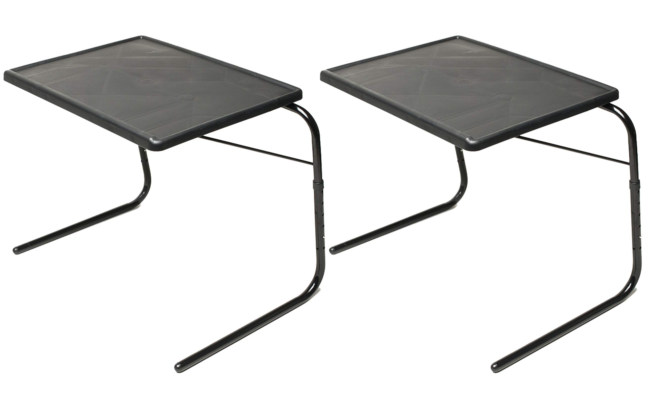 Extra Large Folding TV Tray Table - Adjustable 6 Heights & 3 Angles - Perfect for Dining, Laptop Work, Reading & Multipurpose Use - Black (2 Pack) - Ideal for Home, Office, Dorm & Bedroom