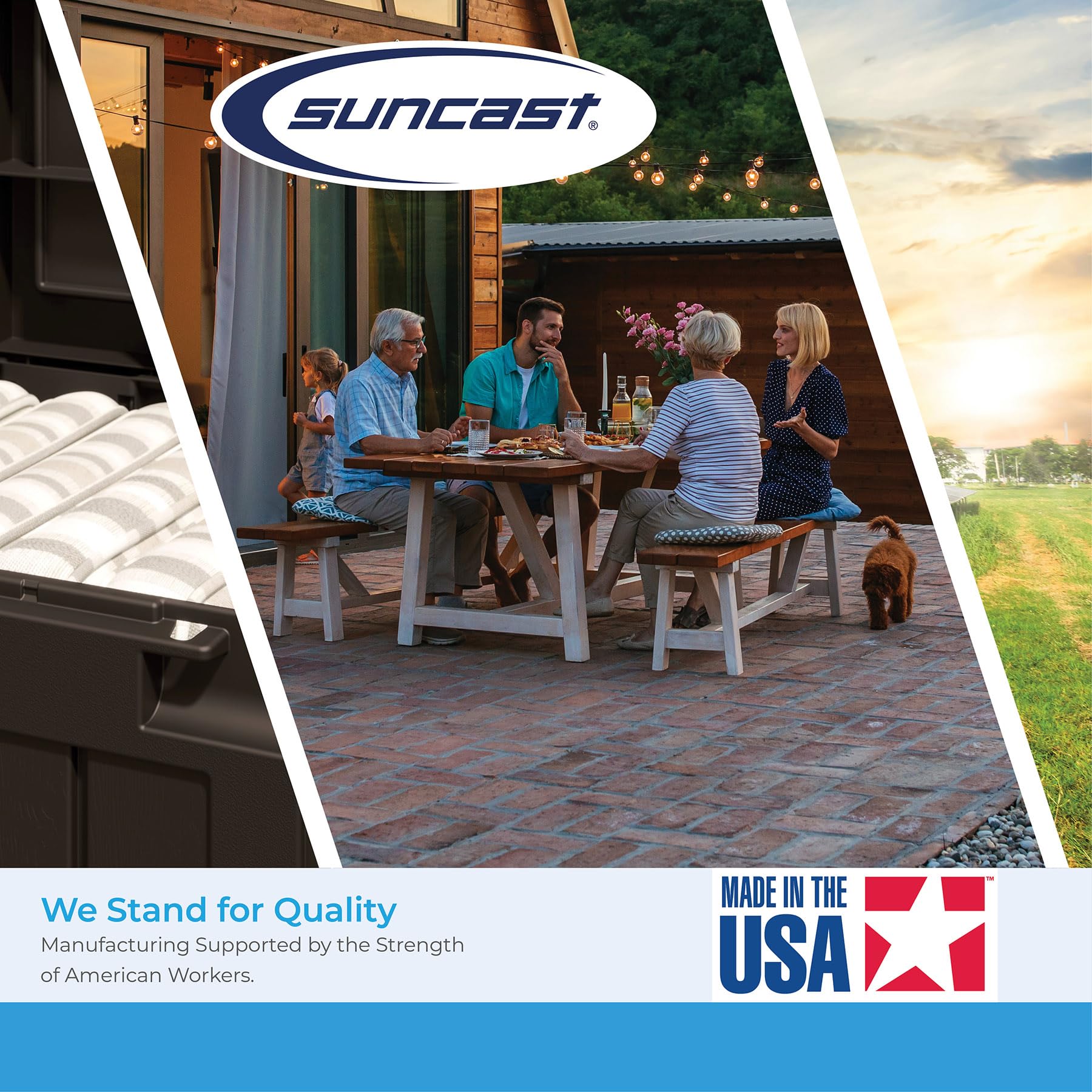 Suncast Backyard Oasis 195-Gallon Vertical Deck Storage Box - Outdoor Patio Furniture Cushion Organizer, Grill Tools & Pool Accessories Container - Cool Gray - Perfect for Deck, Porch & Backyard Organization