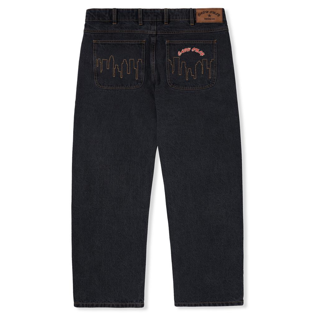 Cash Only Logo Baggy Denim Jeans Washed Black - Vintage Streetwear for Men & Women | Perfect for Casual Outfits, Hip Hop Fashion and Urban Style
