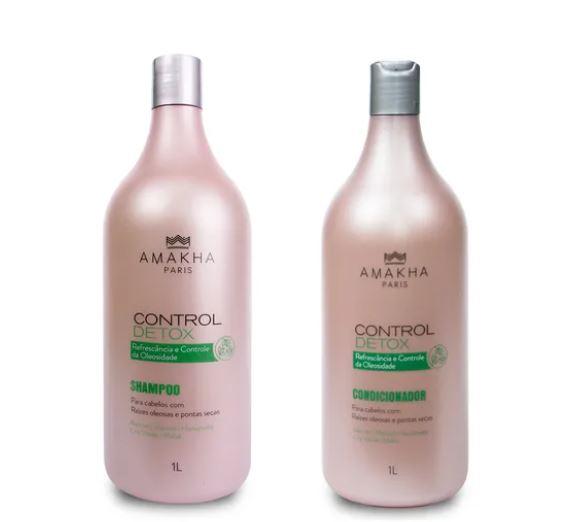 Amakha Detox & Revitalizing Hair Care Kit for Oily Hair - 2x1L Shampoo & Conditioner Set - Deep Cleansing & Oil Control for Healthy Scalp - Perfect for Daily Hair Maintenance at Home or Salon Use
