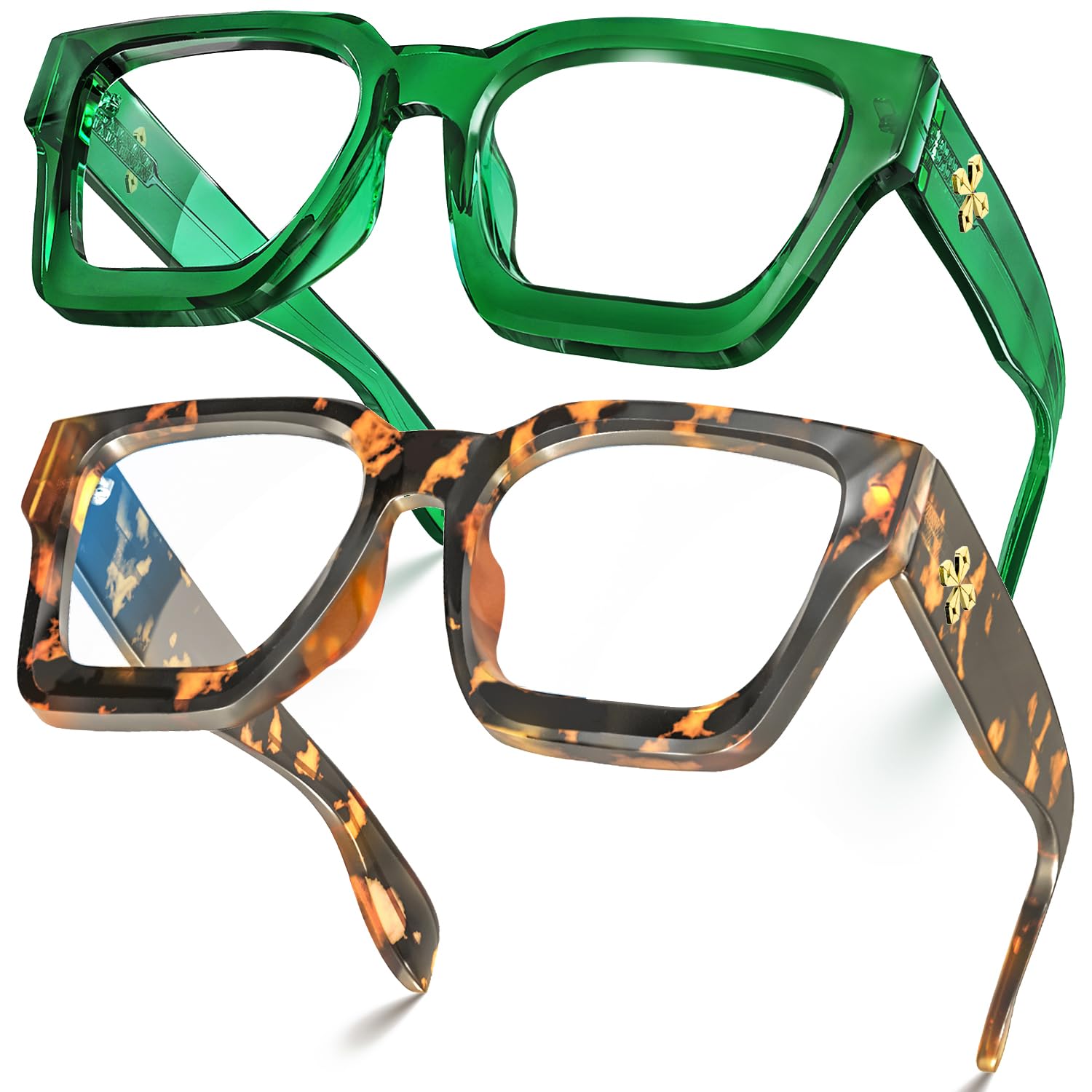 Stylish River Geometric Eyeglasses for Men & Women - Trendy Square Frame Glasses for Reading & Fashion - Perfect for Office, Driving, and Daily Wear