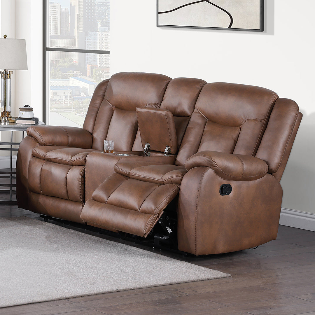 Morello Manual Reclining Loveseat with Console - Comfortable 2-Seater Recliner Sofa with Cup Holders - Perfect for Living Room, Home Theater & Small Spaces