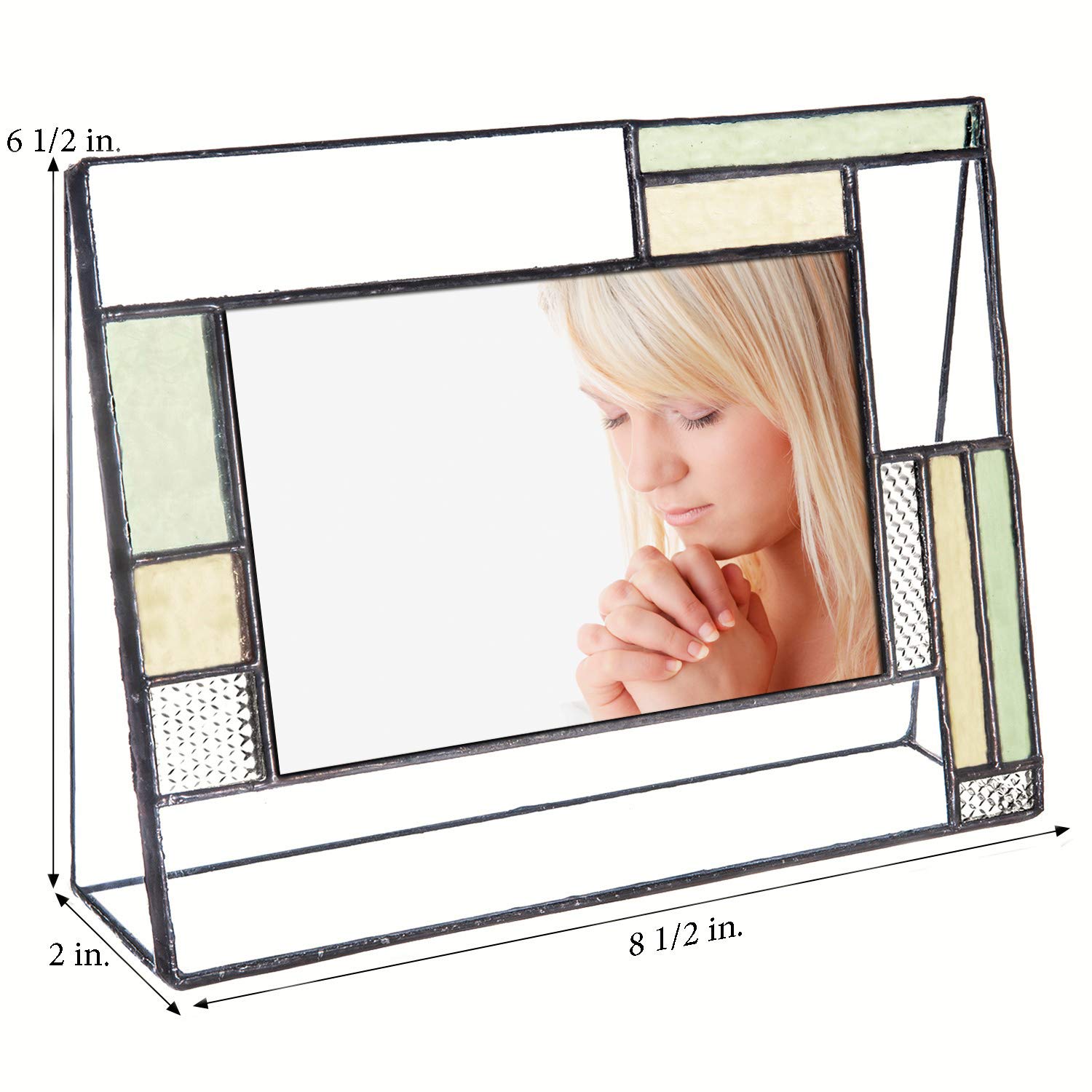 Personalized Confirmation Picture Frame - 4x6 Horizontal Stained Glass in Pale Green, Antique Yellow & Clear | Baptism, First Communion & Religious Gift | Perfect for Wall Display & Keepsake Memories