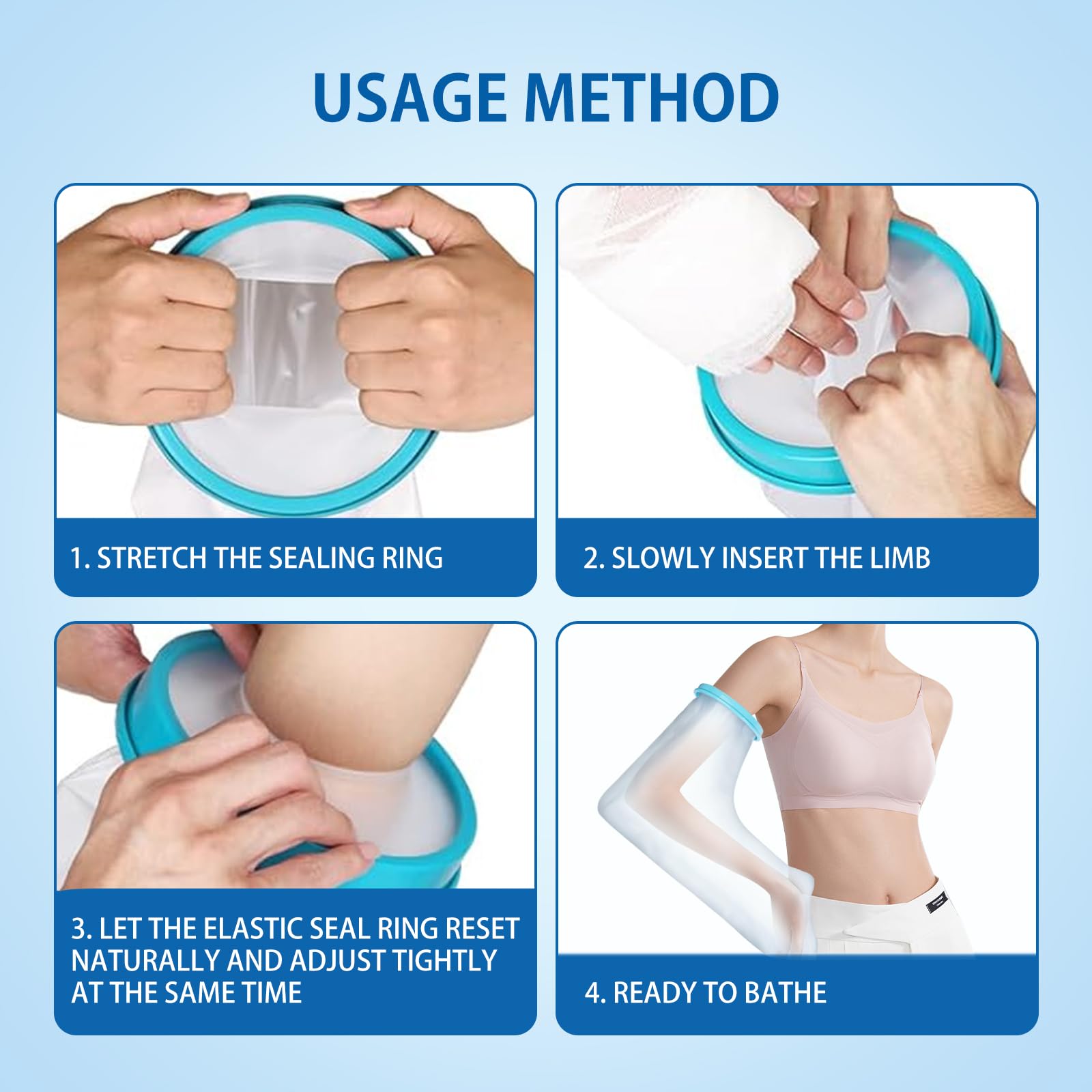 Waterproof Arm Cast Cover for Shower - Soft & Comfortable Cast Protector for Broken Arm, Surgery Recovery, Wounds & Burns - Reusable Medical Shower Sleeve for Daily Use & Post-Op Care
