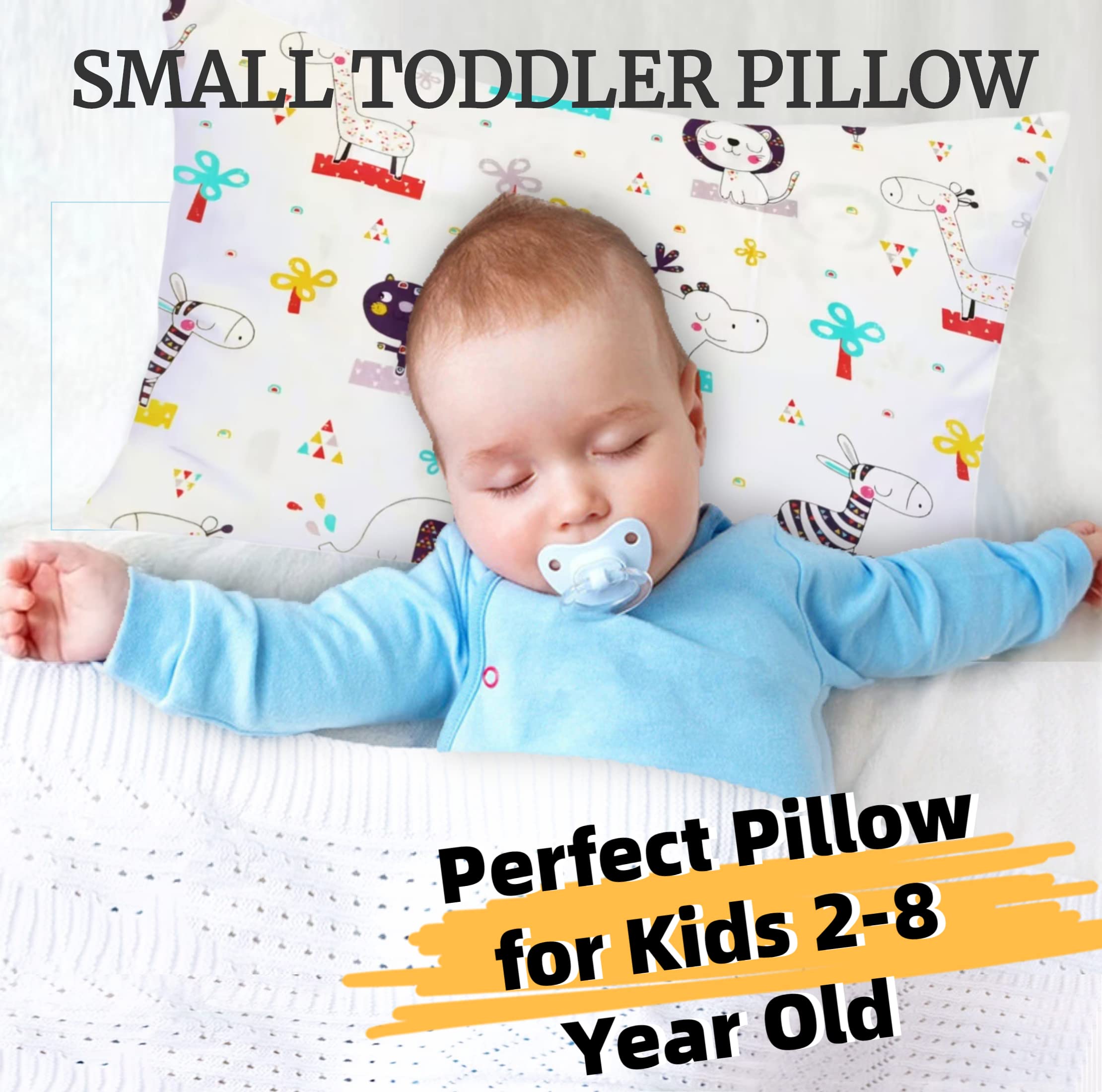 Organic Cotton Toddler Pillow with Pillowcase - 13x18 Inches Hypoallergenic Baby Nursery Pillow for Boys & Girls - Machine Washable, Breathable & Soft - Perfect for Crib, Daycare, Travel & Toddler Bed Set