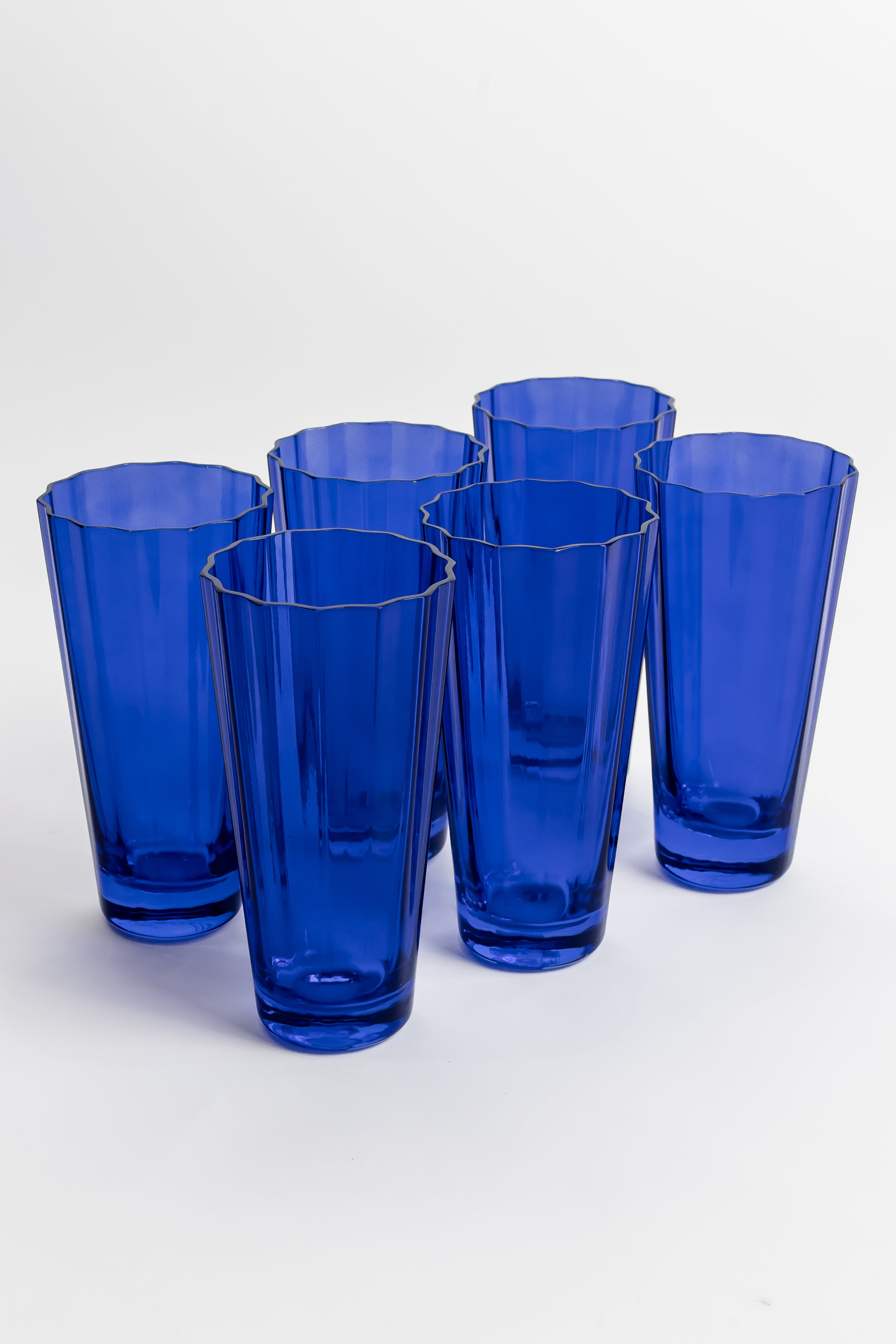 Estelle Colored Sunday Highball Glasses Set of 6 - Royal Blue | Elegant Drinkware for Cocktails, Iced Tea & Entertaining