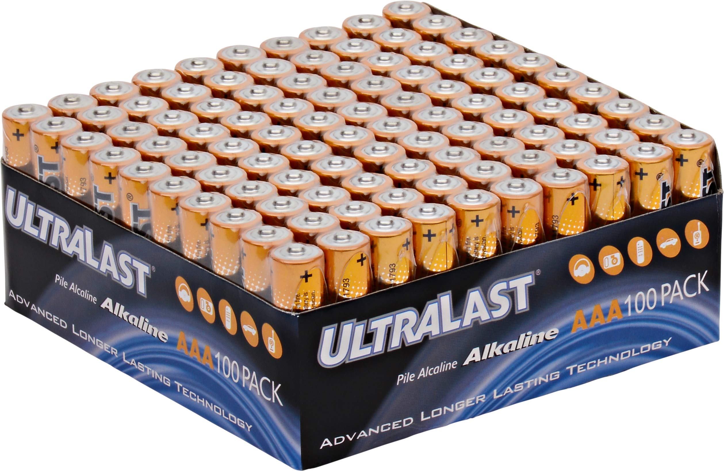 ULA100AAAB Alkaline AAA Batteries - 100 Pack | Long-Lasting Power for Toys, Flashlights, Remote Controls & More