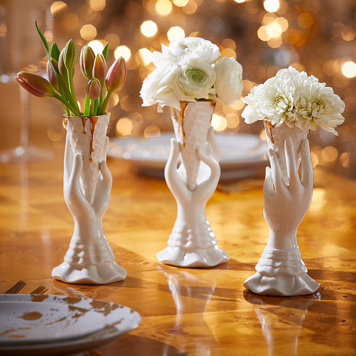 Gilded I Scream Vase - Elegant Gold Decor Vase for Home, Wedding & Party Decorations - Perfect for Centerpieces, Shelf Displays & Gift Giving