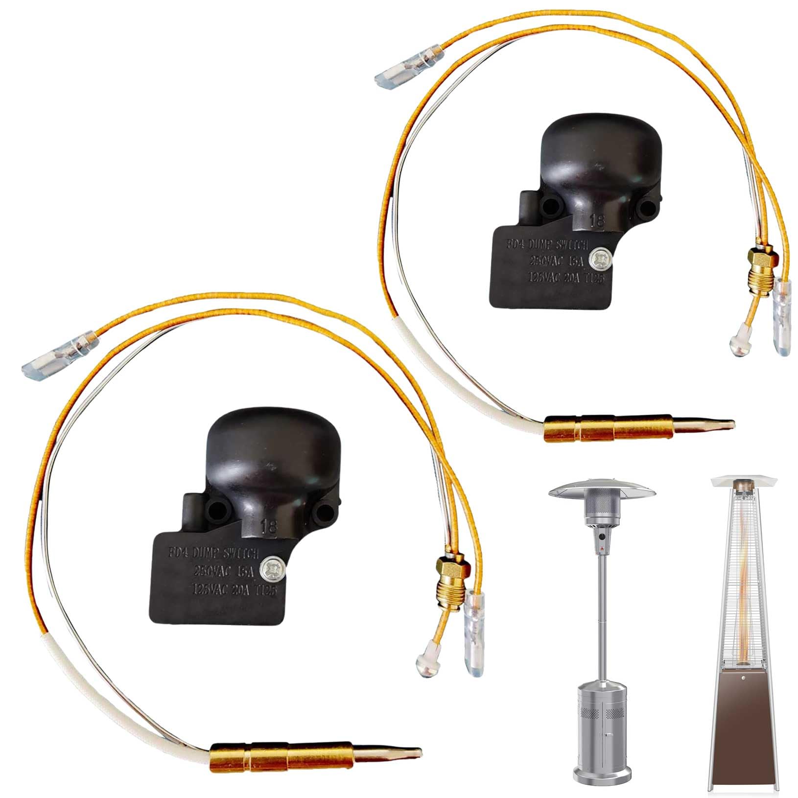 Outdoor Heater Replacement Parts - 2 Pack Thermocouple & Anti-Tilt Switch Kit for Gas Patio Heaters | Durable Safety Repair Accessories | Perfect for Backyard, Deck & Outdoor Dining Areas