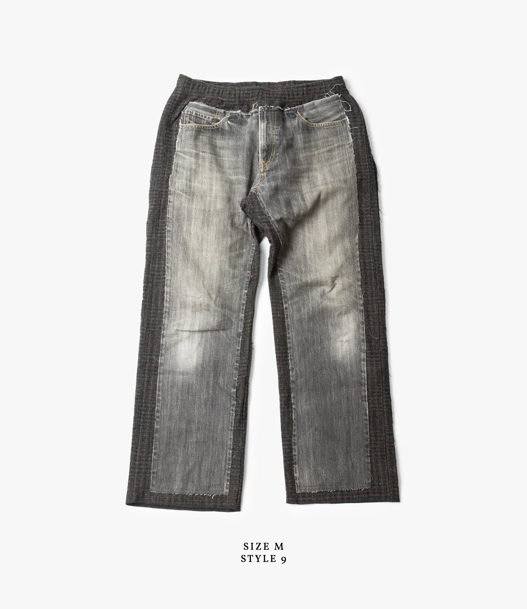 Black Denim & Glen Plaid Wool Covered Pant - Stylish Women's Trousers for Work, Office and Casual Wear