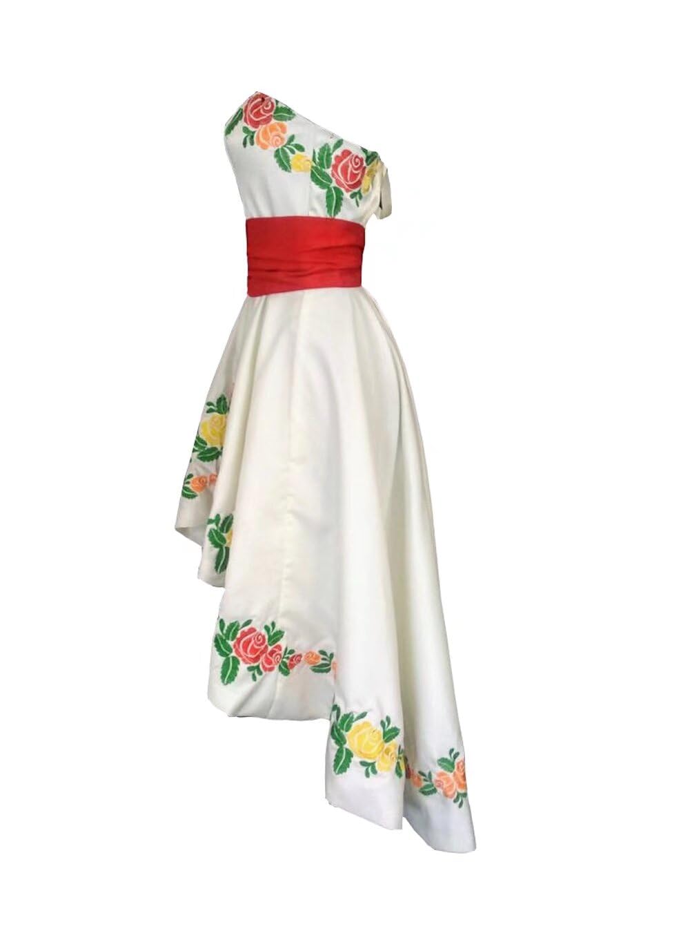 Elegant Rose Embroidered Quinceañera Dresses for Girls 2025 | Strapless Satin Hi-Low Formal Gown | Perfect for Sweet 15, Quinceañera Celebrations & Special Occasions