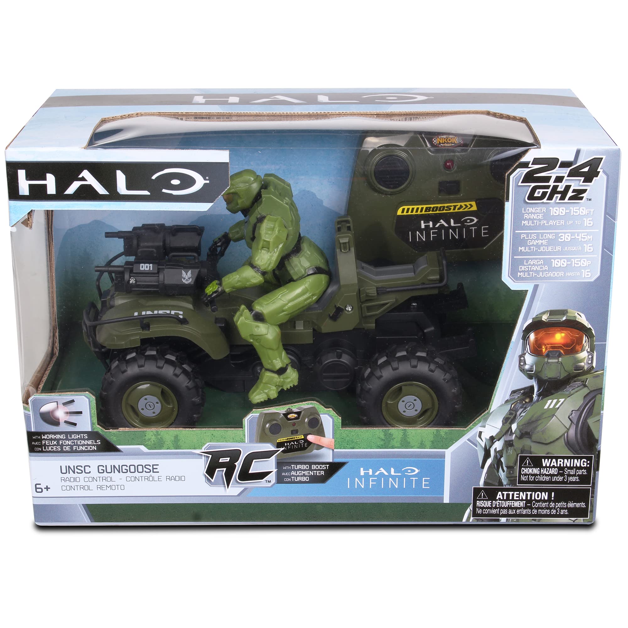 Halo Infinite Gungoose & Master Chief 2.4GHz RC Vehicle with Turbo Boost - Officially Licensed Radio Control Toy with Working Lights, Battery Powered for Kids Ages 6+ - Perfect for Action Play and Halo Fan Collectibles
