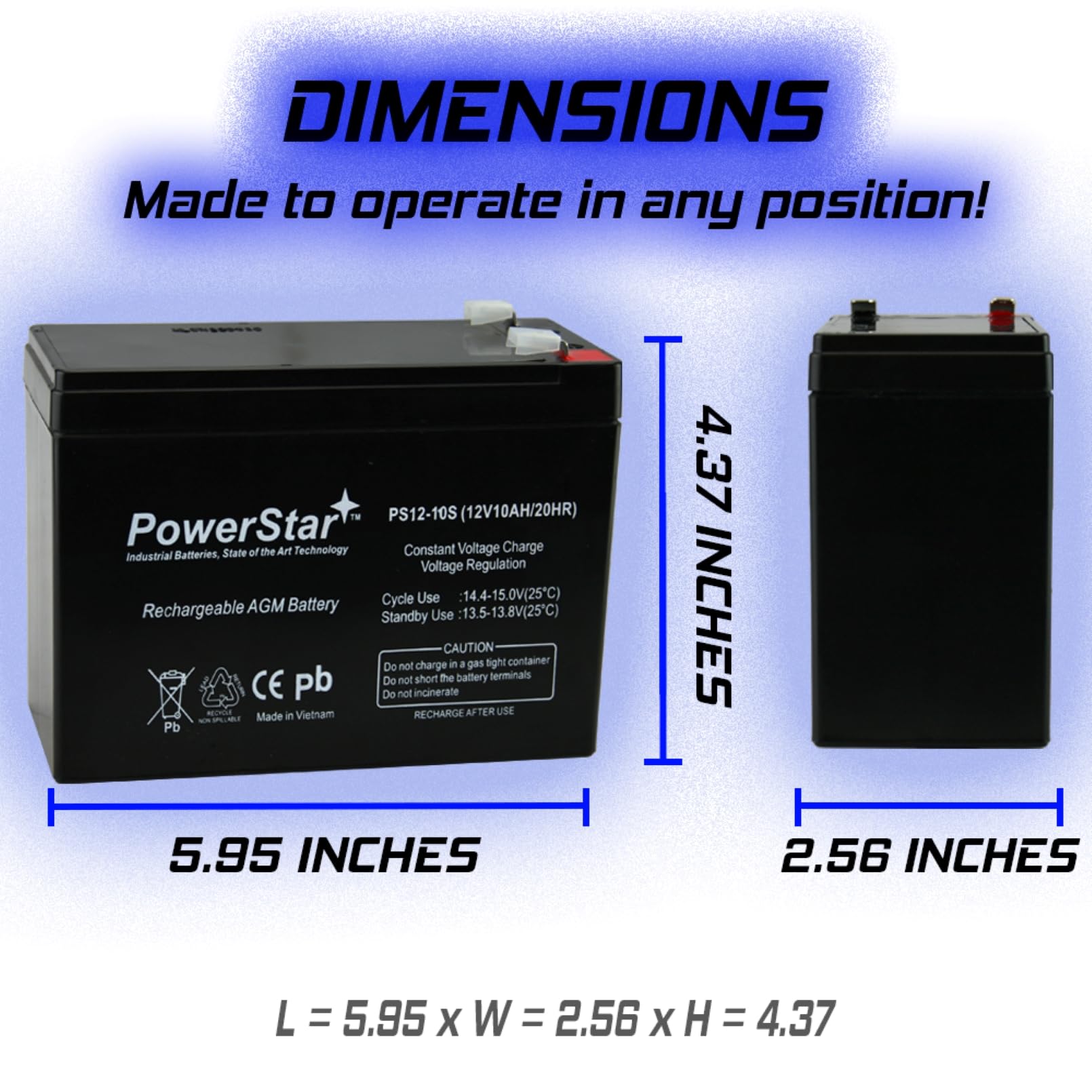 12V 10AH Sealed Lead Acid Battery - Replacement for 85968/D5719 - Power Source for UPS, Solar Systems, Emergency Lights & Security Alarms