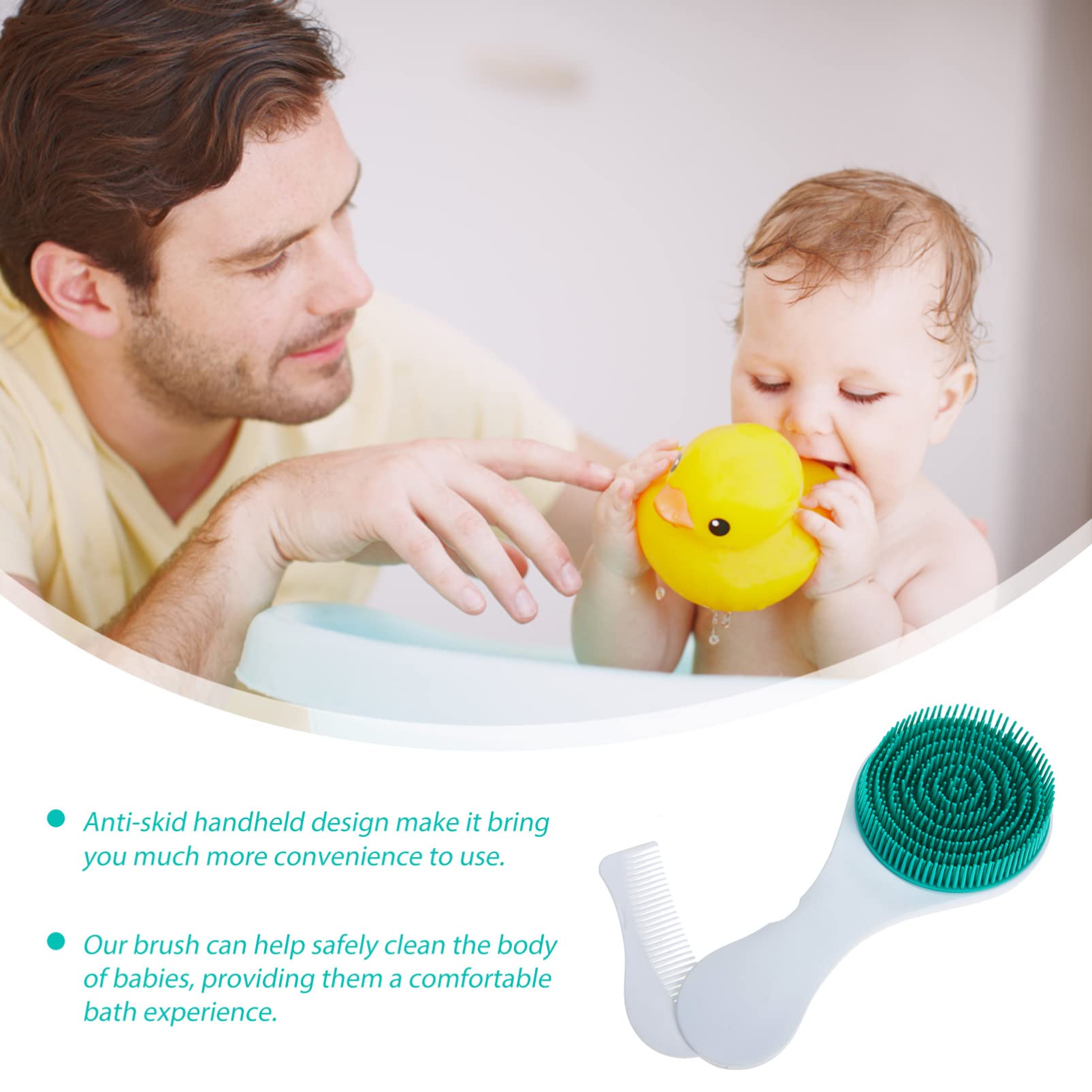 Baby Bath Brush - Silicone Shampoo Scrubber for Newborns & Kids - Gentle Exfoliator & Massage Brush for Bath Time