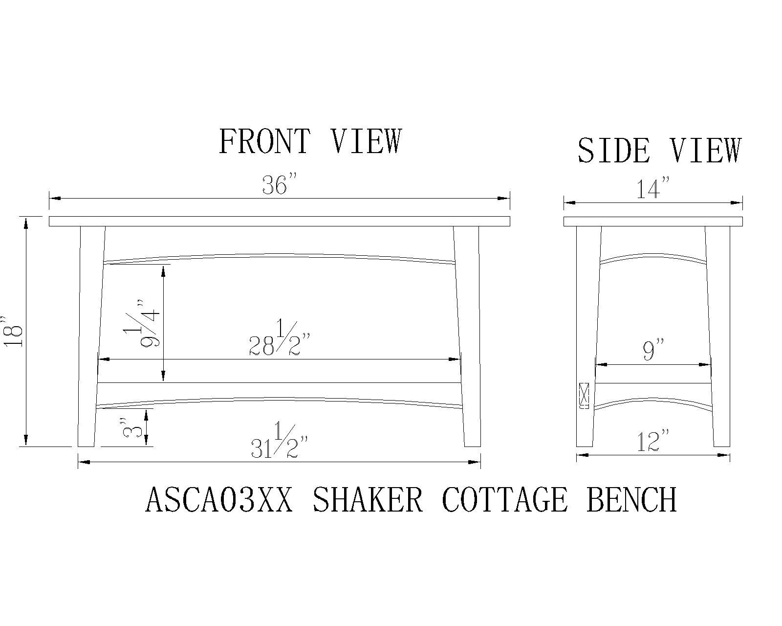 Alaterre Shaker Cottage Bench with Shelf - Solid Wood Entryway Bench, Chocolate Finish - Perfect for Hallway, Living Room & Bedroom Storage