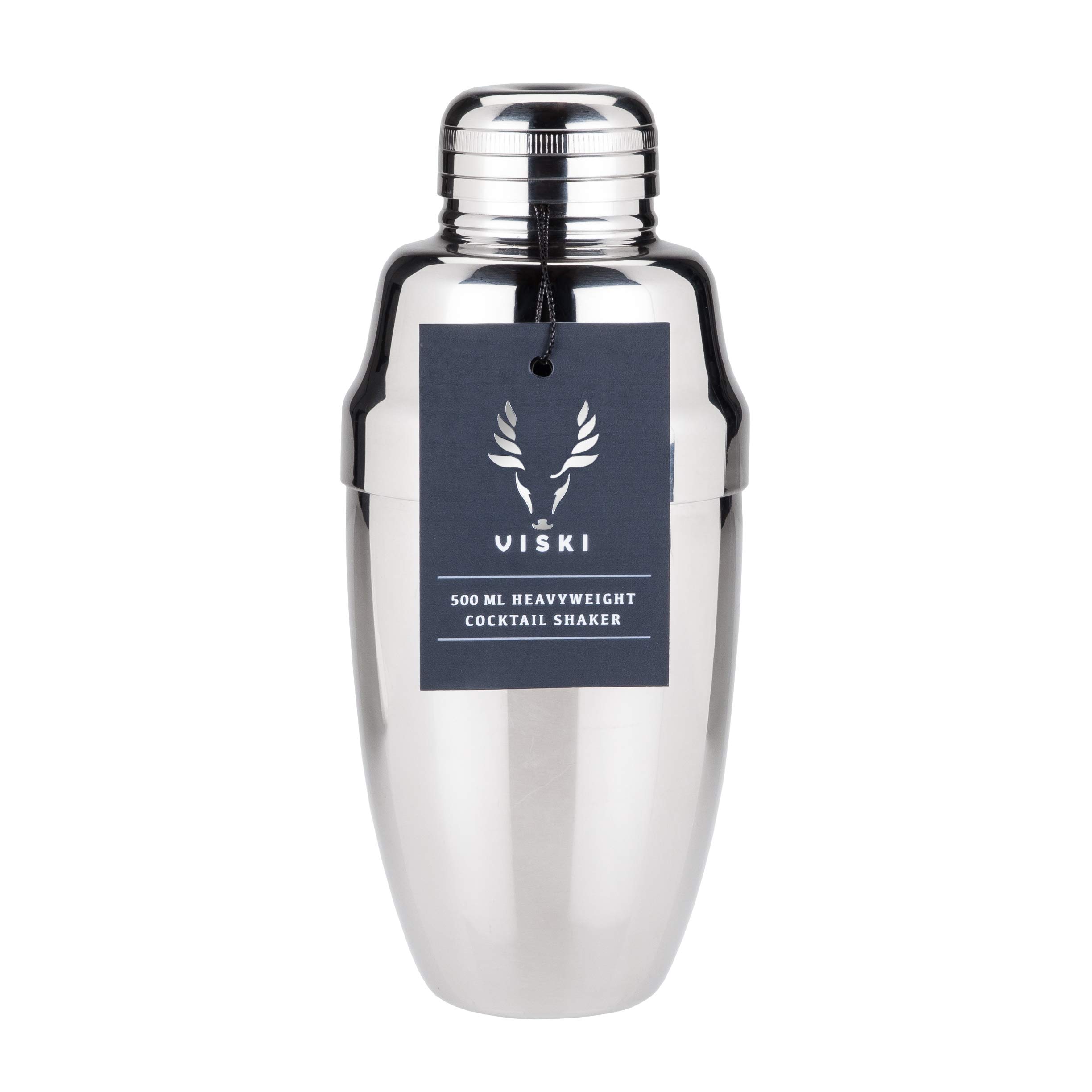 Viski Silver Heavyweight Cocktail Shaker Set - 16.5 oz Stainless Steel Drink Mixer with Bar Strainer - Professional Martini & Margarita Mixing Kit - Polished Silver Finish - Perfect for Home Bars, Cocktail Parties & Bartending