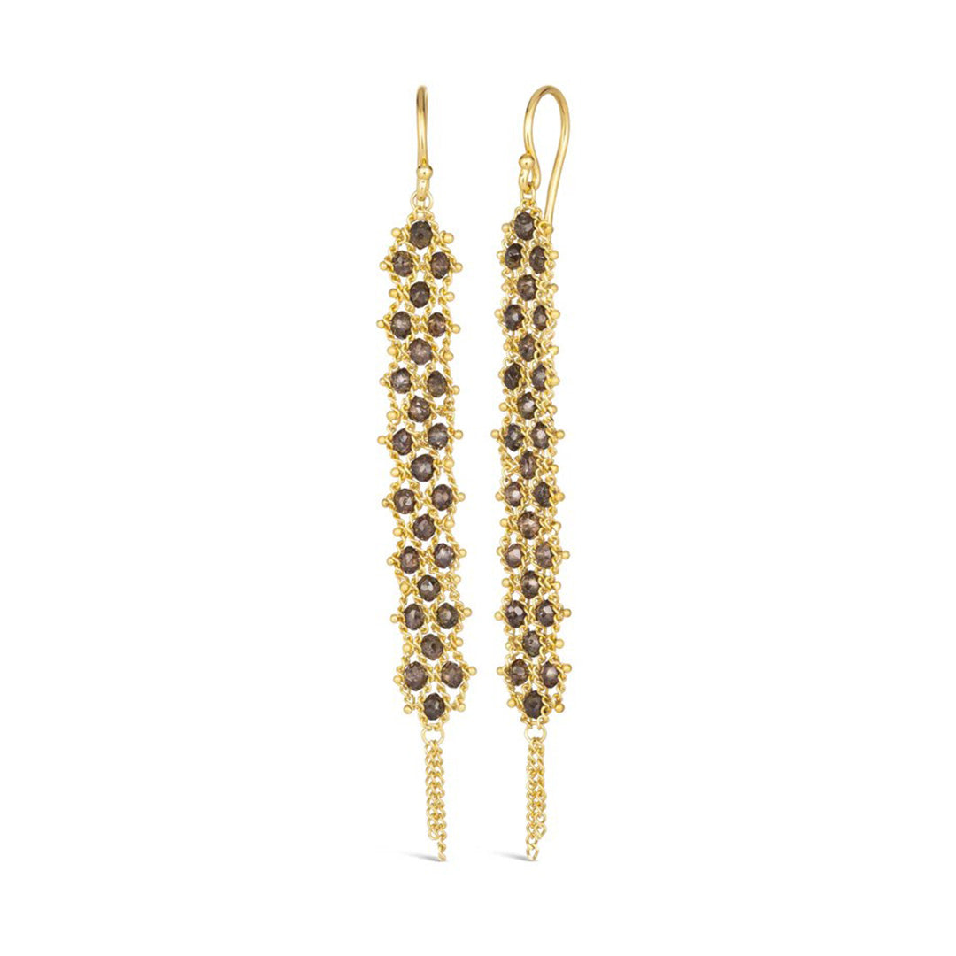 Elegant Champagne Diamond Woven Textile Earrings for Women - Perfect for Weddings, Parties & Special Occasions