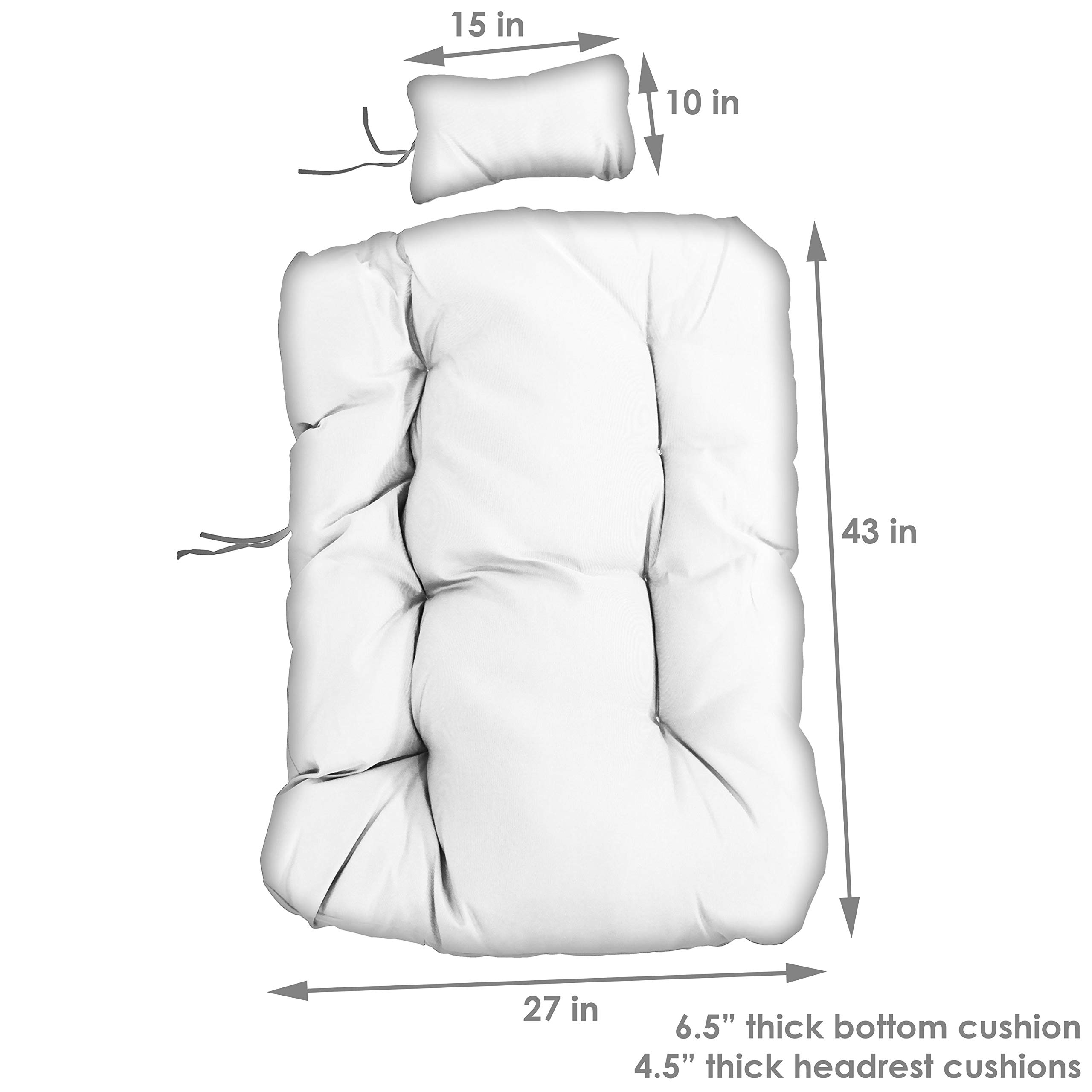 Sunnydaze Julia Polyester Egg Chair Cushion Set with Headrest Pillow & Ties - Gray Outdoor Patio Furniture Accessories for Garden, Poolside & Backyard Relaxation