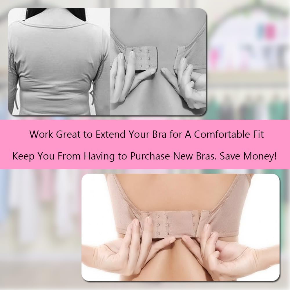 3-Hook Bra Extenders - 8 Pack Elastic Stretchy Bra Strap Extenders for Comfort & Fit | Perfect for Tight Bras, Maternity Wear & Post-Surgery Comfort