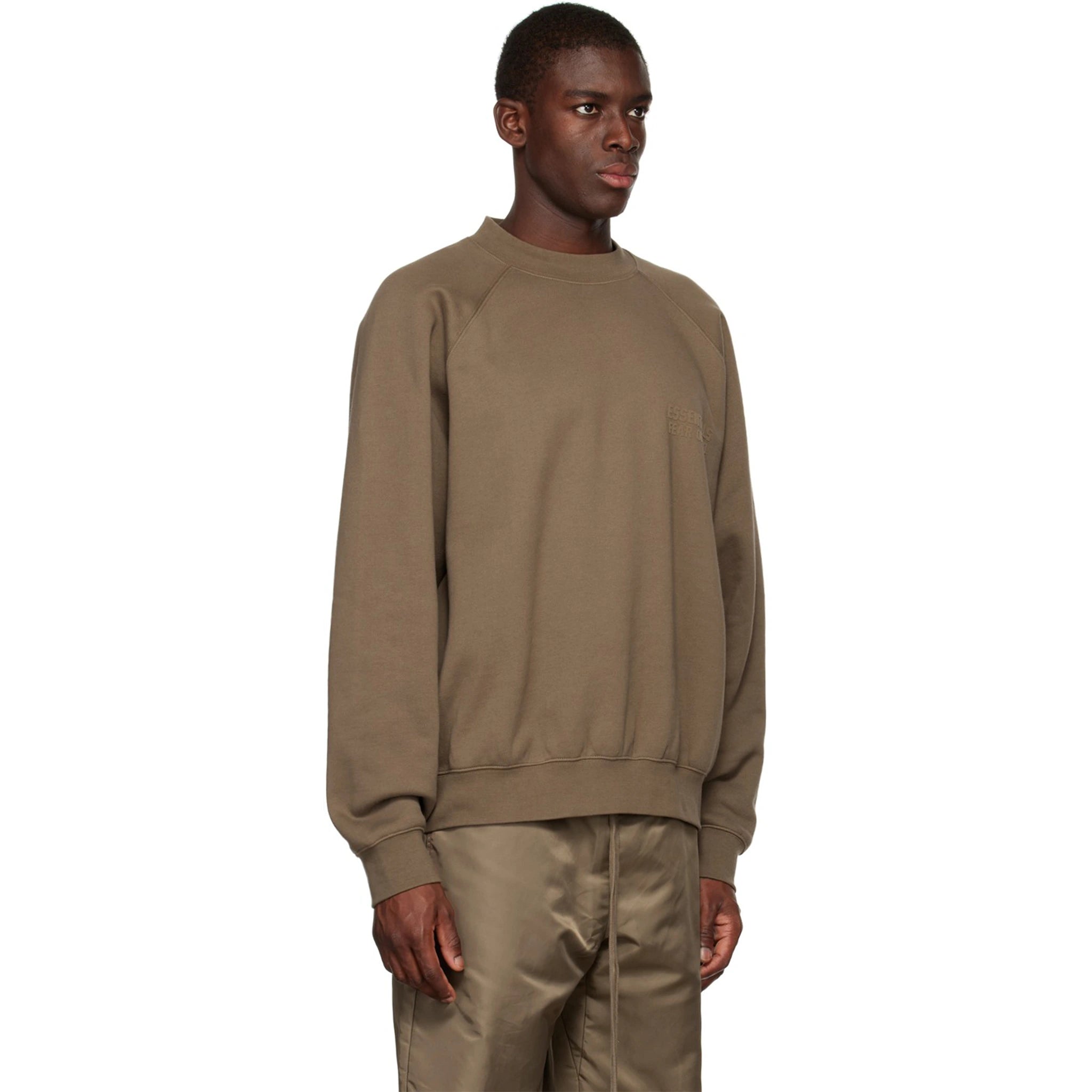 Fear of God Essentials Wood Crewneck Sweatshirt (FW22) - Men's Casual Pullover for Streetwear & Loungewear