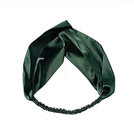 ANASVI Silk Hairband for Women & Girls - Soft Elastic Cross Knot Head Wrap (2 Pack, Green) | Perfect for Yoga, Workouts, and Everyday Styling